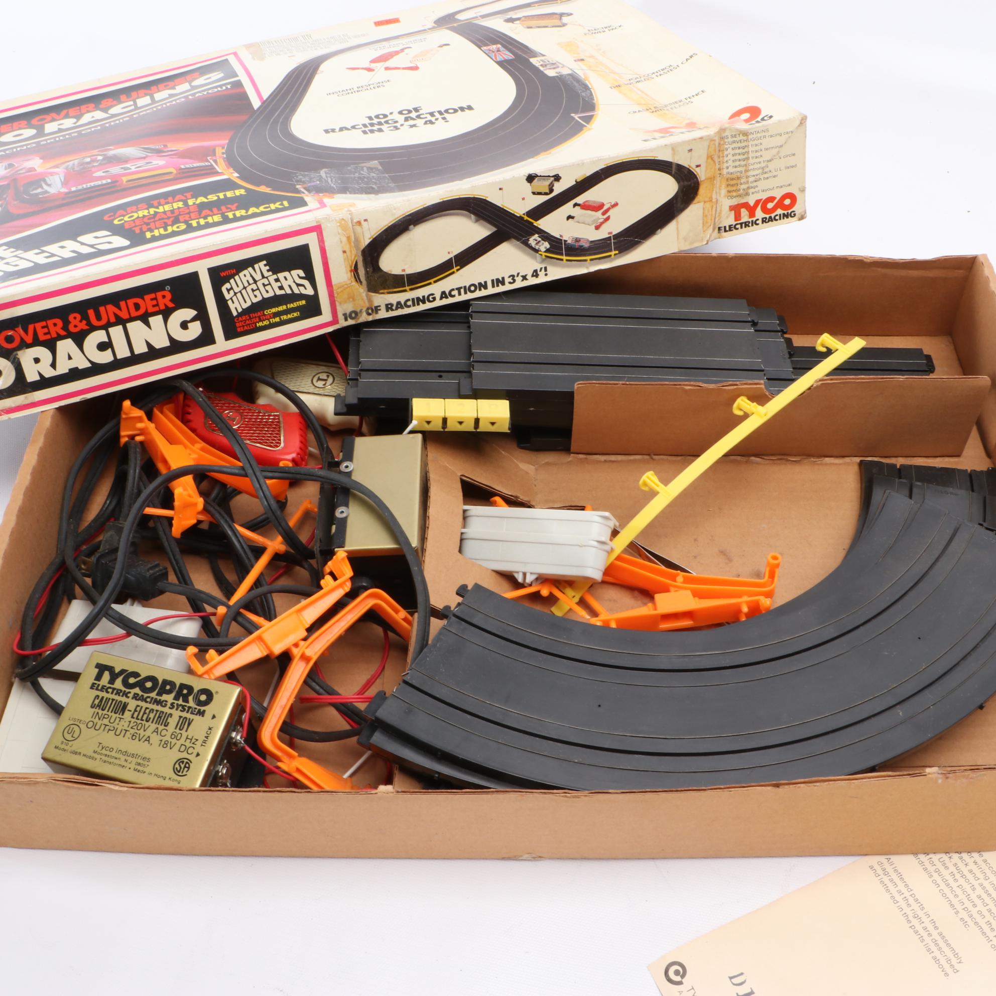 Tyco Electric Racing Set With Mega Bloks "Probuilder" Racing Cars