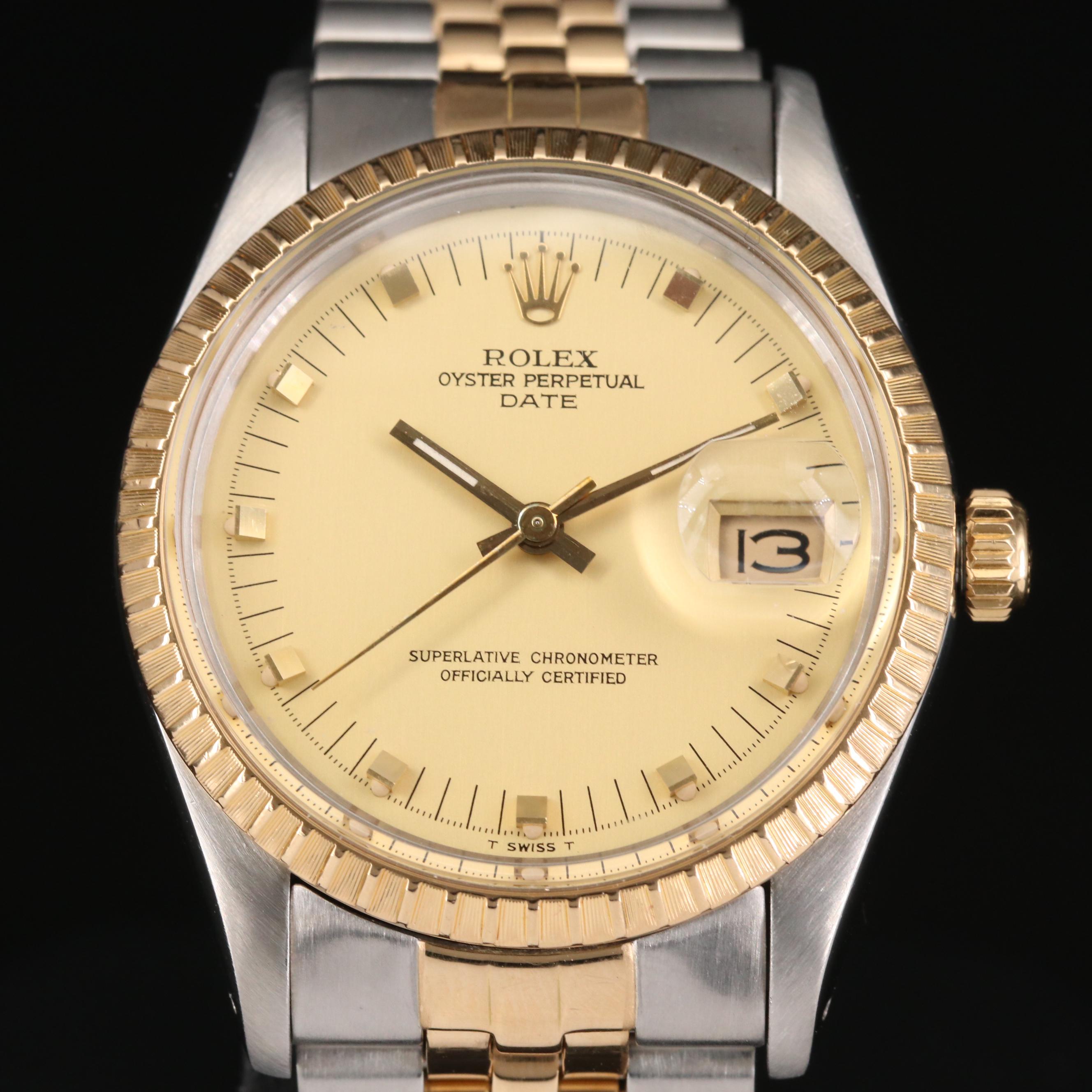 Rolex Date 18K Gold and Stainless Steel Automatic Watch, 1983