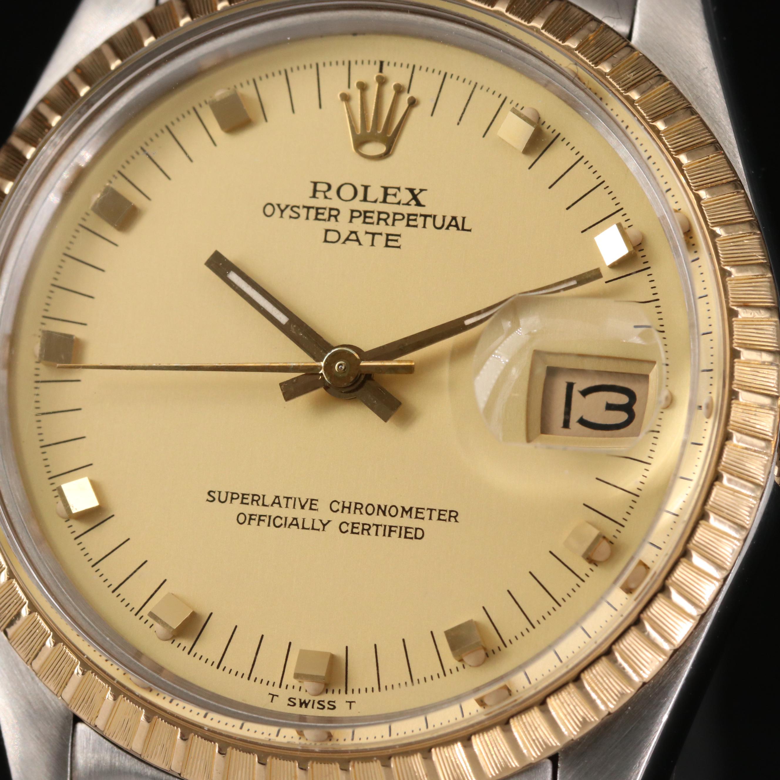 Rolex Date 18K Gold and Stainless Steel Automatic Watch, 1983