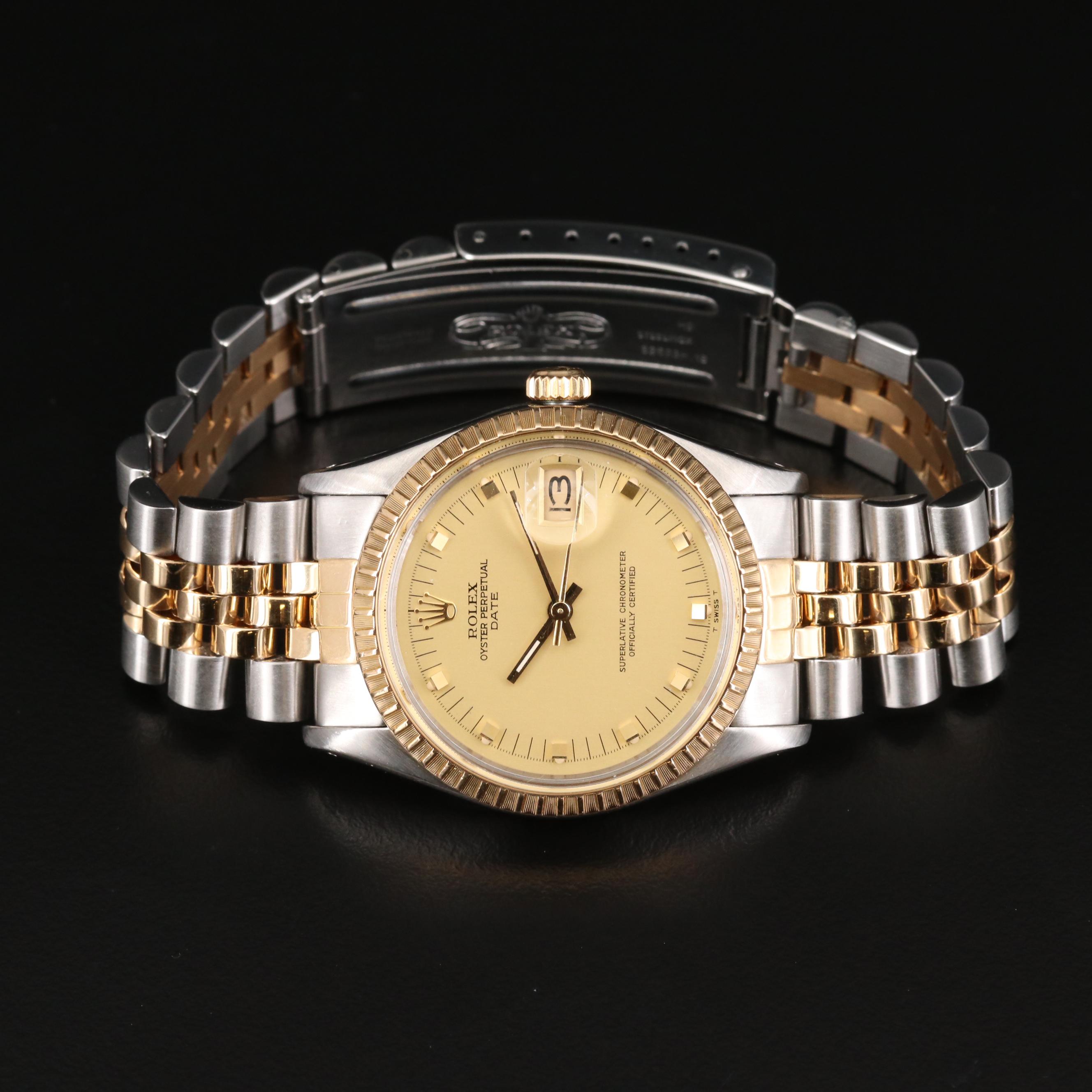 Rolex Date 18K Gold and Stainless Steel Automatic Watch, 1983