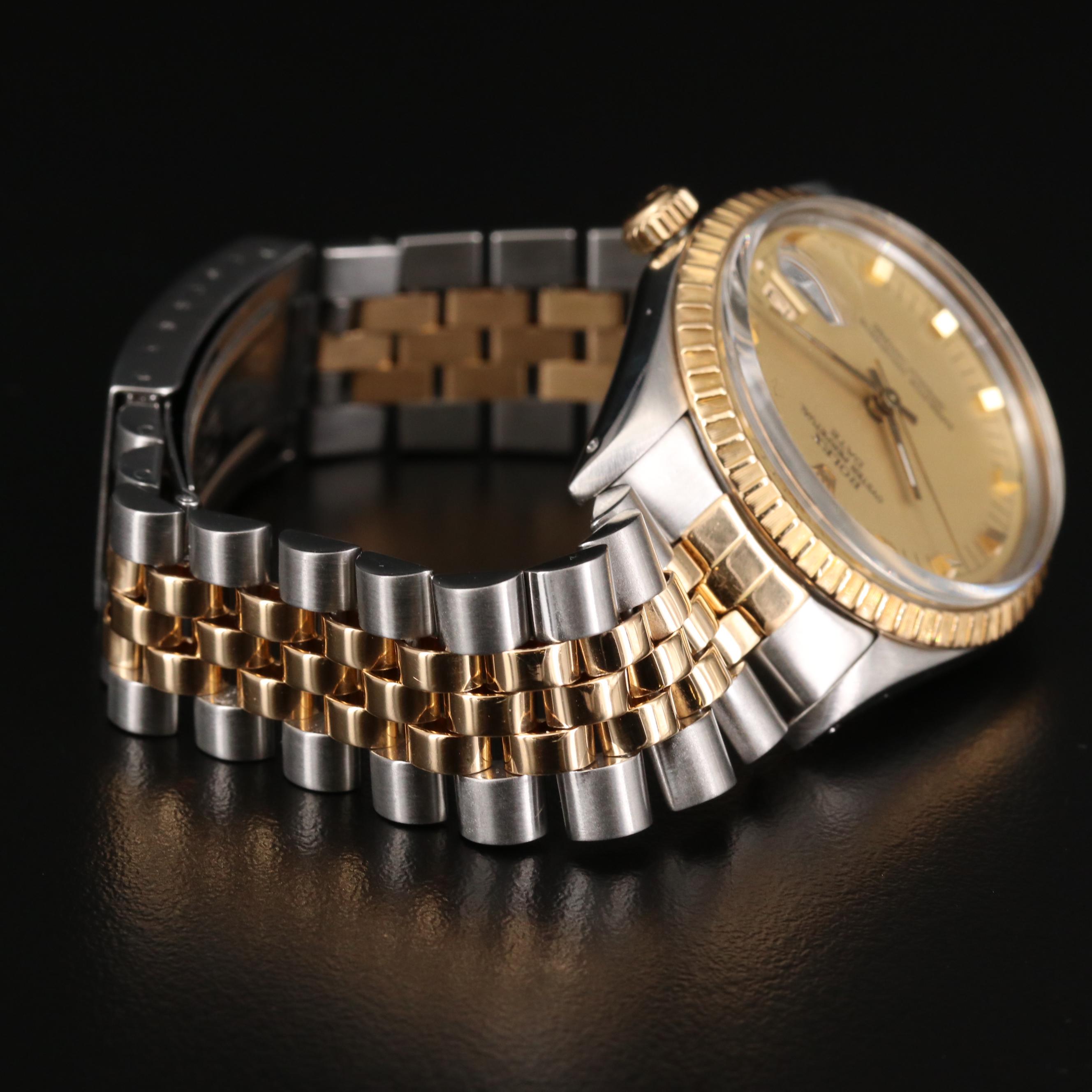 Rolex Date 18K Gold and Stainless Steel Automatic Watch, 1983