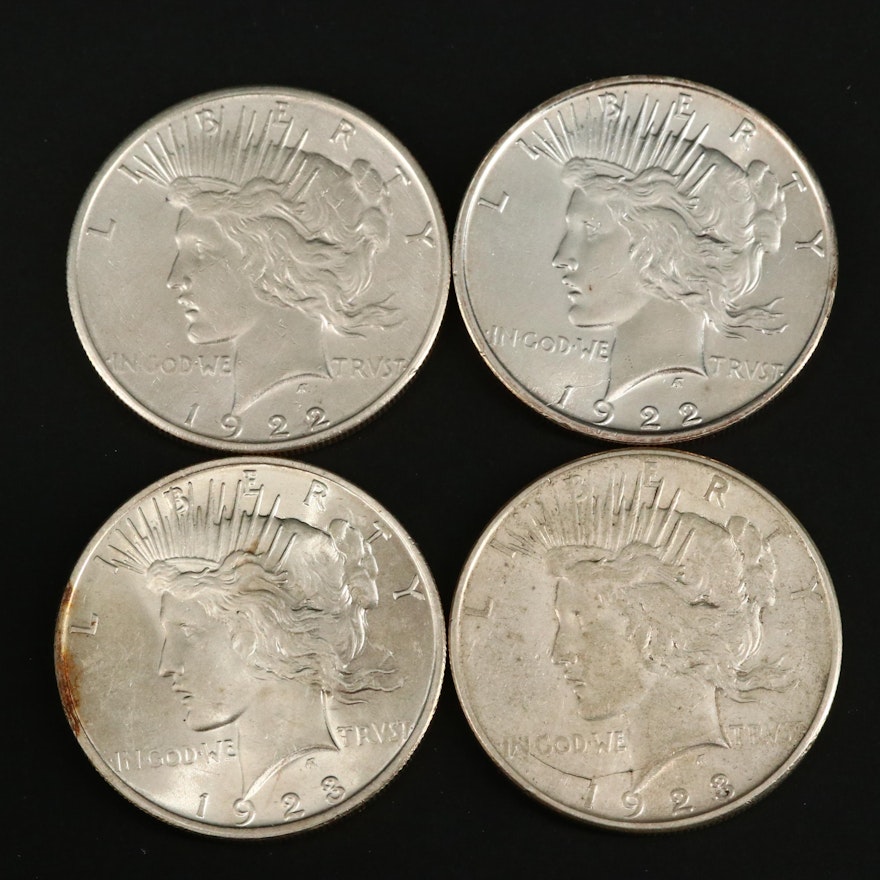 1922-D, 1922-S, 1923 and 1923-D Peace Silver Dollars