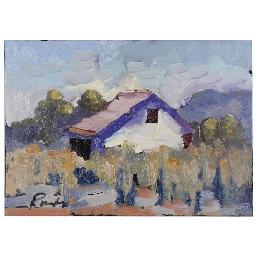 Sally Rosenbaum Barn Landscape Oil Painting