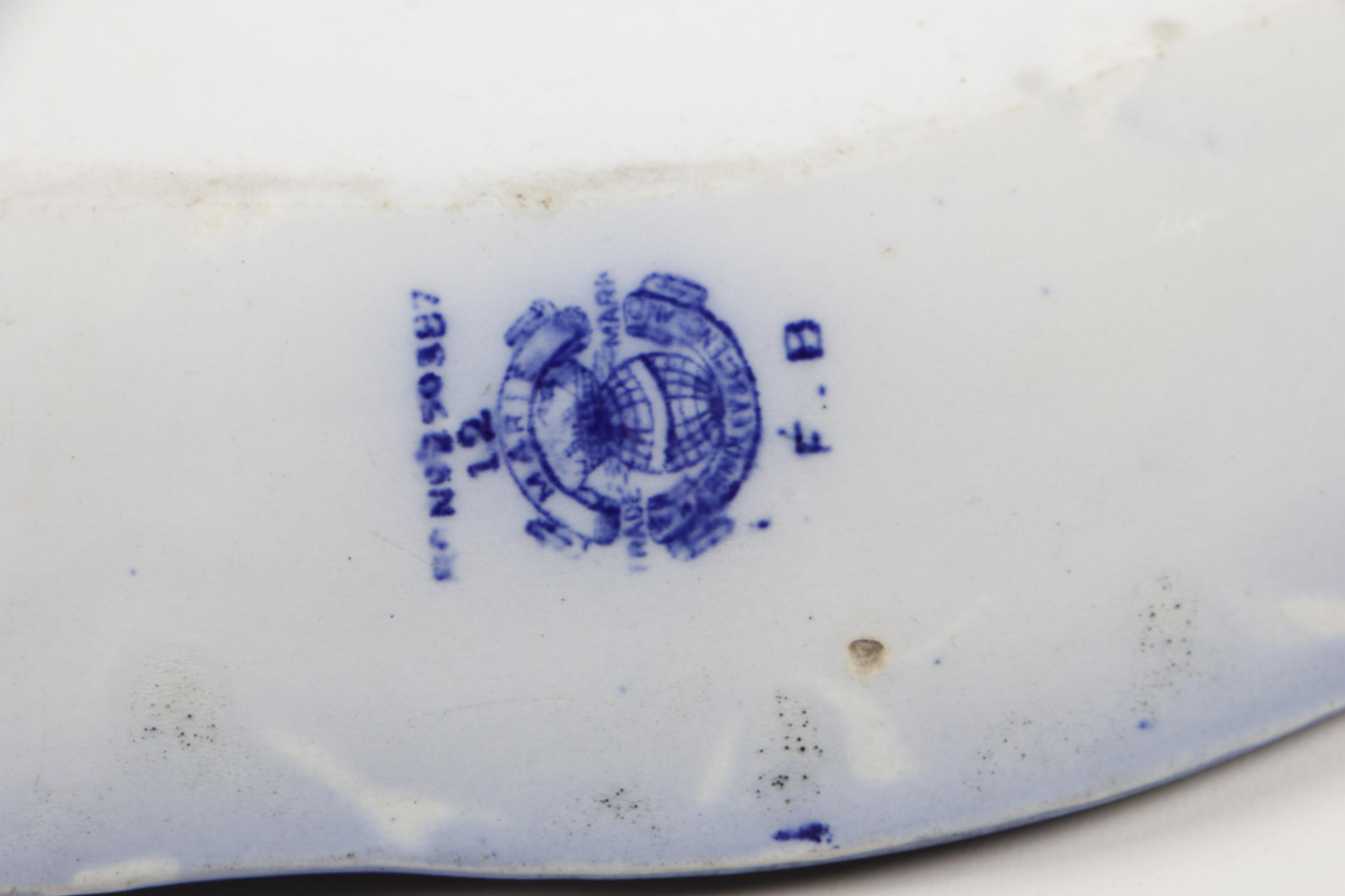 W. H. Grindley "Marie" Flow Blue Platter with Johnson Bros "Argyle" Plates