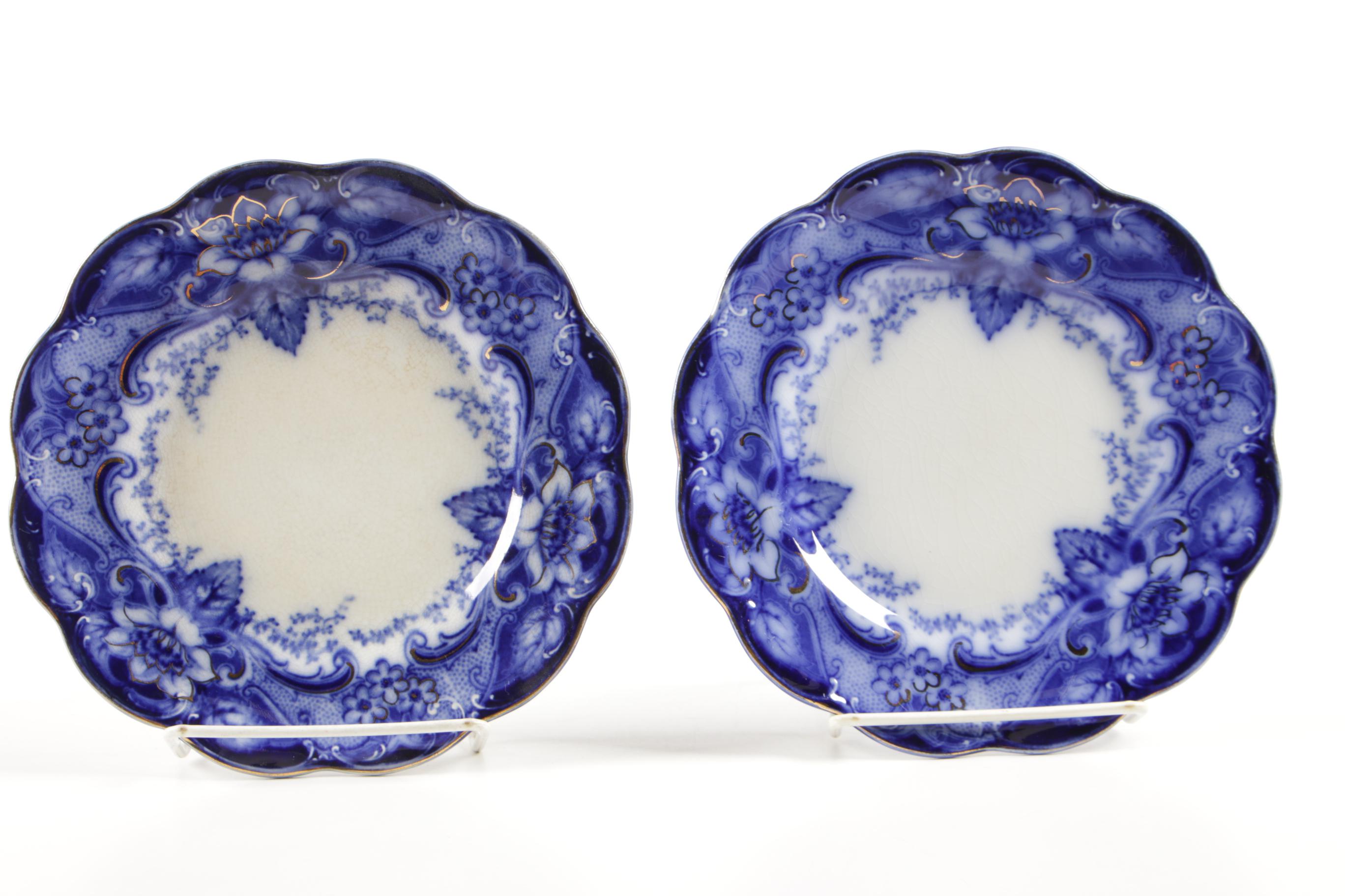 W. H. Grindley "Marie" Flow Blue Platter with Johnson Bros "Argyle" Plates