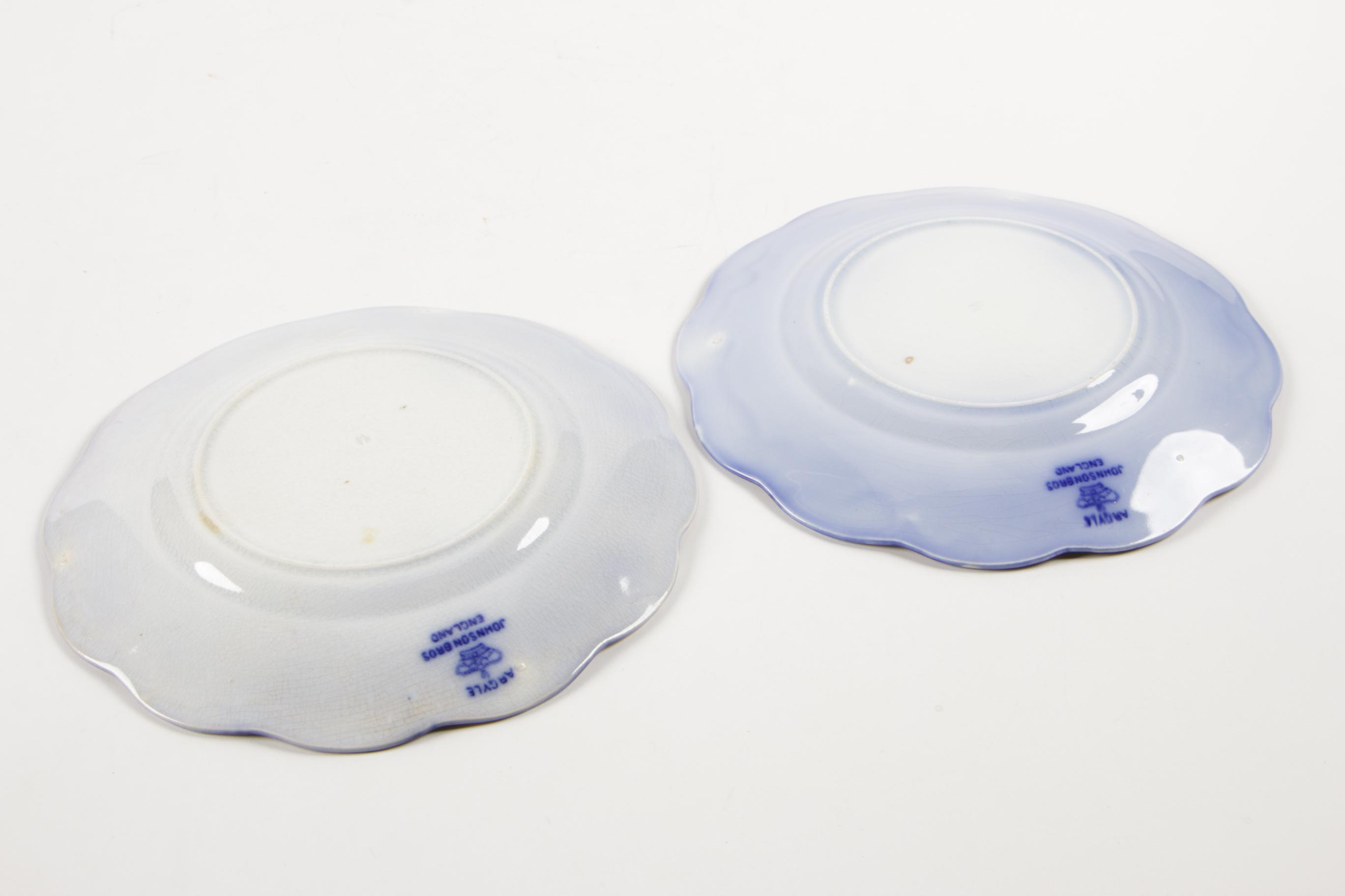 W. H. Grindley "Marie" Flow Blue Platter with Johnson Bros "Argyle" Plates