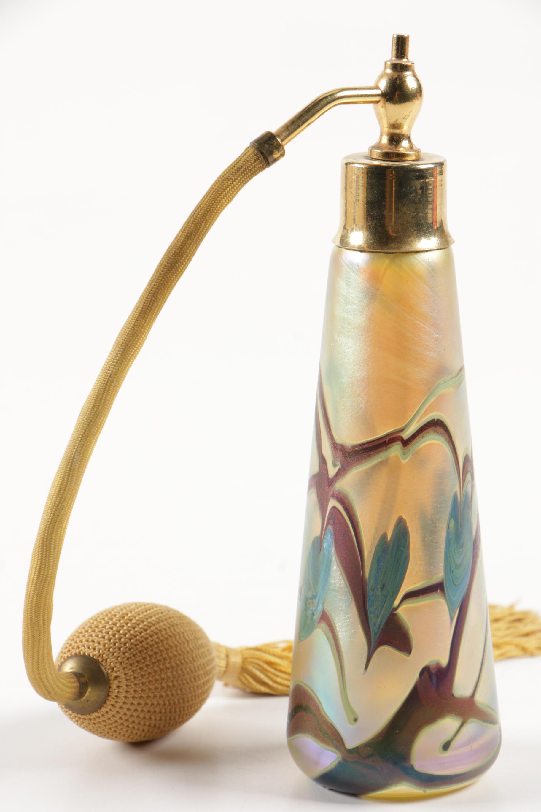 Okra for Oskar Karla Pompadour Glass Perfume Bottle with Atomizer, 1980s