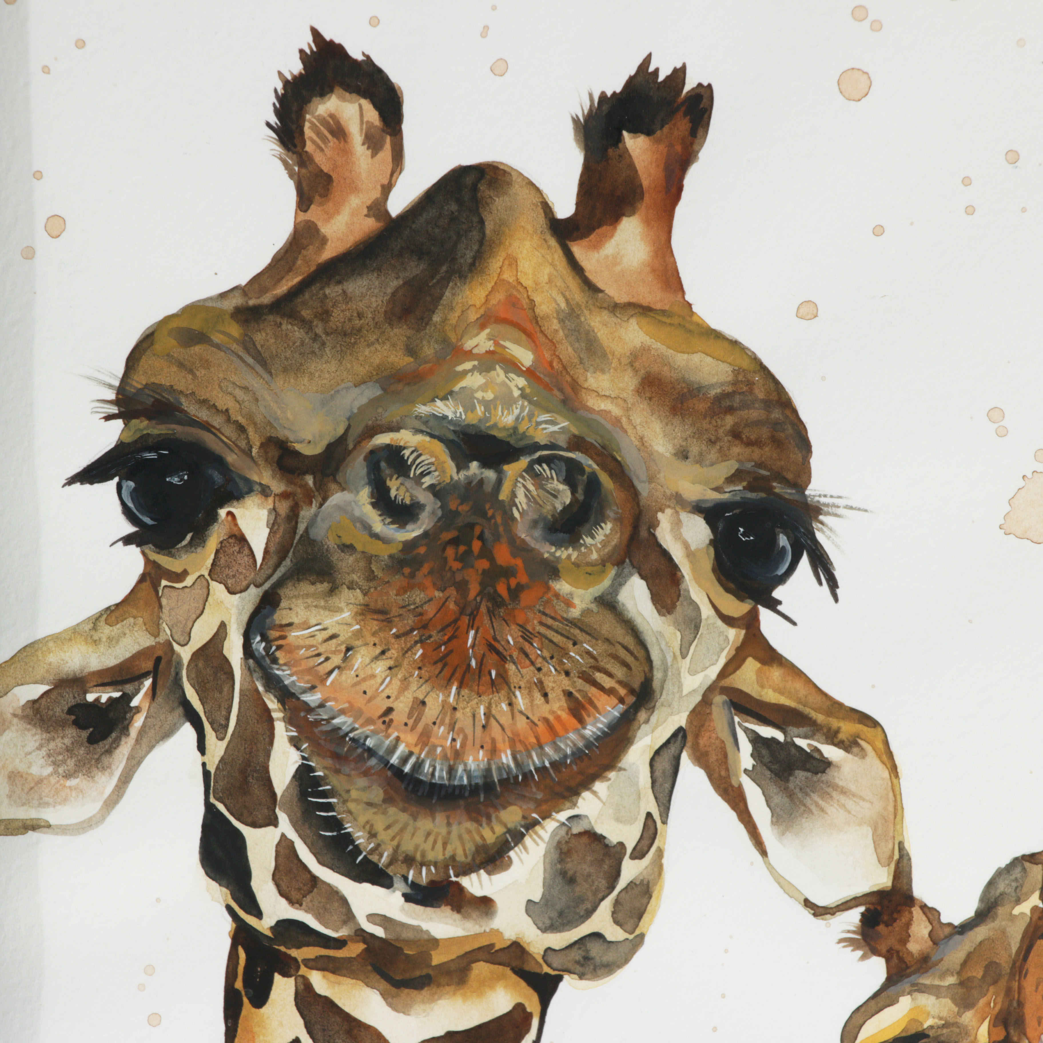 Watercolor Painting of Giraffes