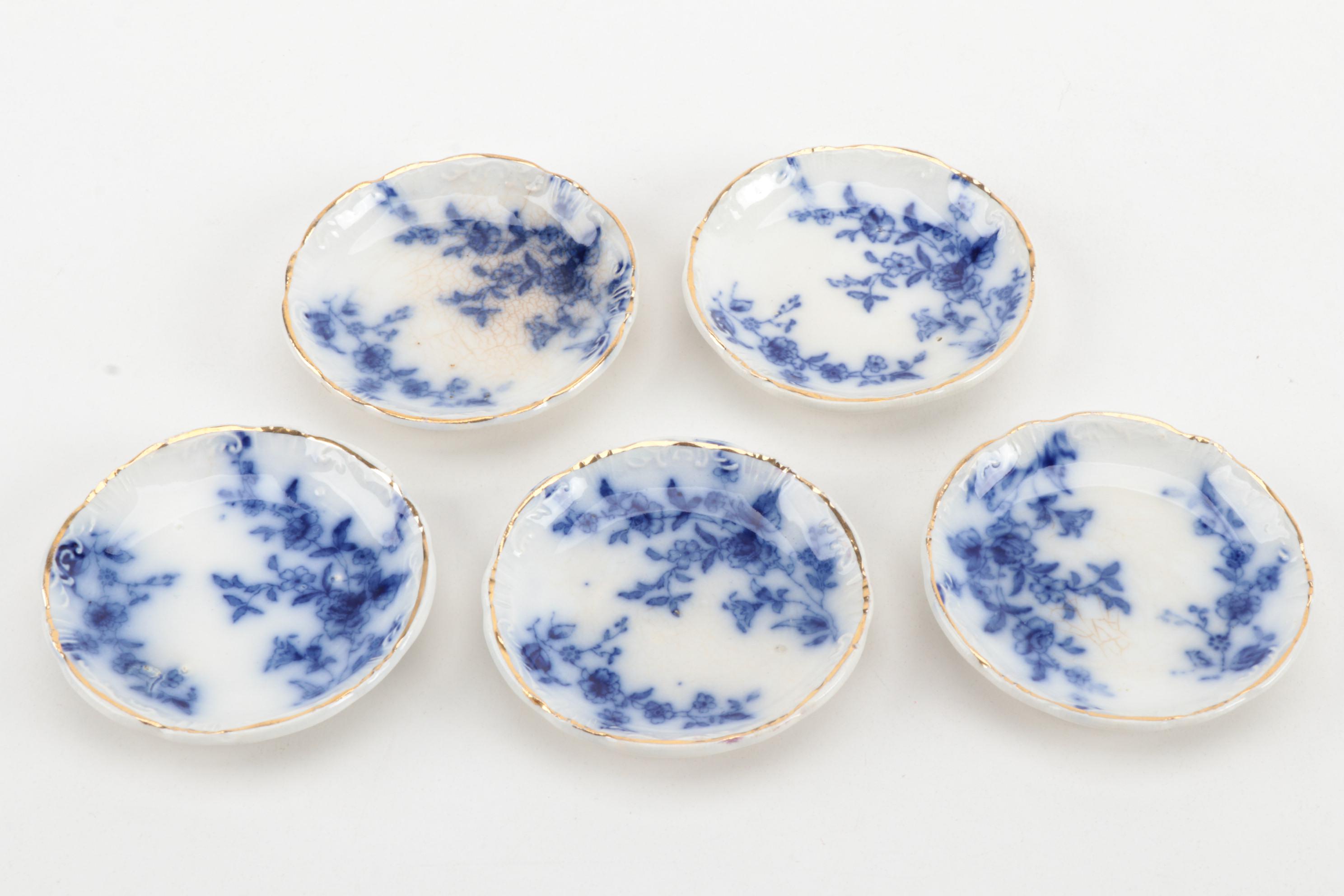 Ford & Sons Ltd "Weir" Flow Blue Gravy Boat with Other Gravy and Butter Pats