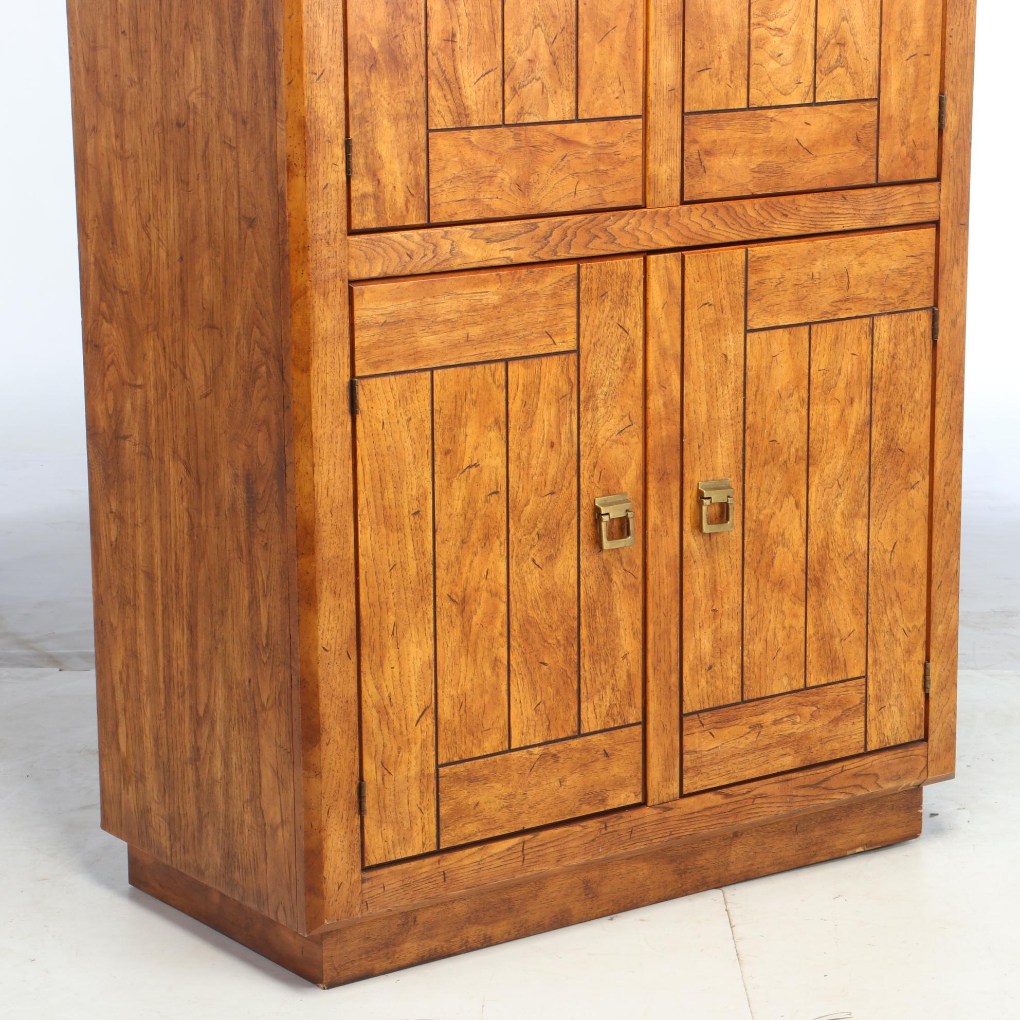 Drexel Heritage "Woodbriar" Pecan Wardrobe Cabinet, Late 20th Century