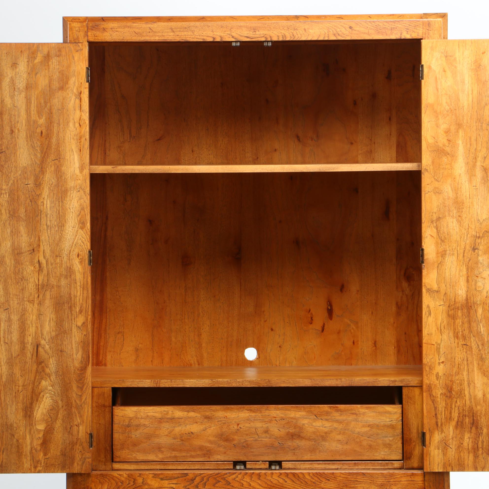 Drexel Heritage "Woodbriar" Pecan Wardrobe Cabinet, Late 20th Century