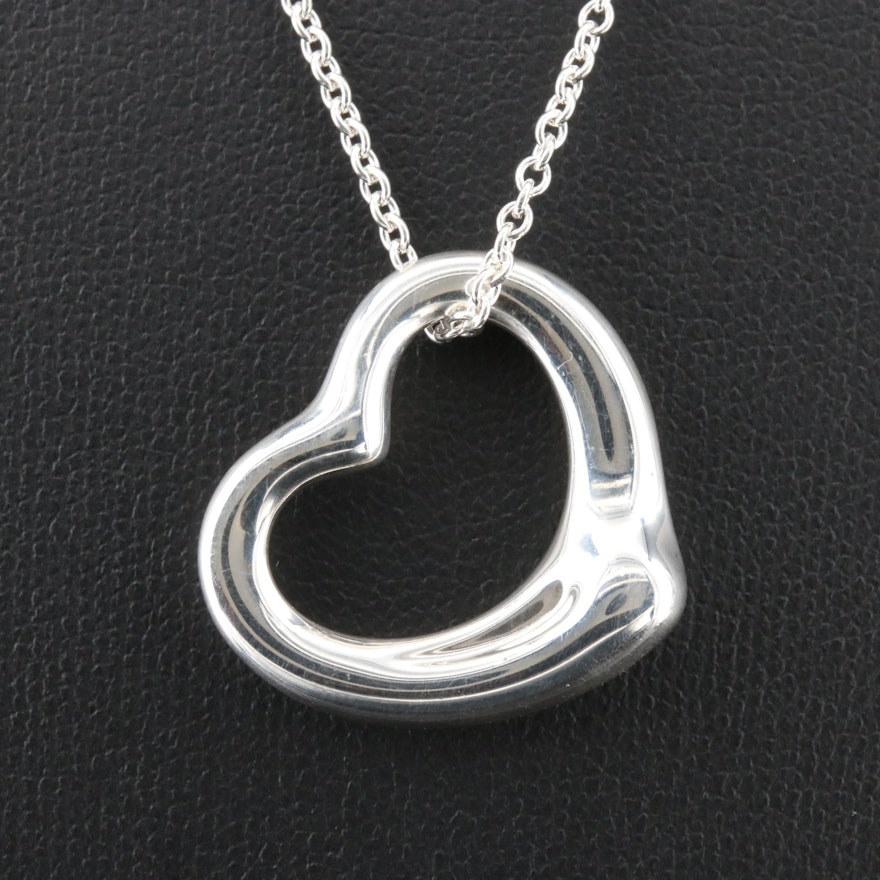 Elsa Peretti for Tiffany & Co. "Open Heart" Sterling Silver Pendant Necklace