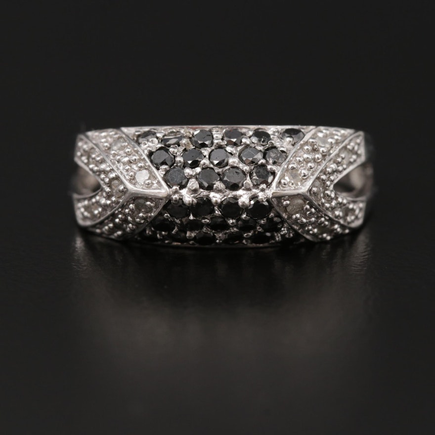 10K Diamond Ring Featuring Black Diamonds