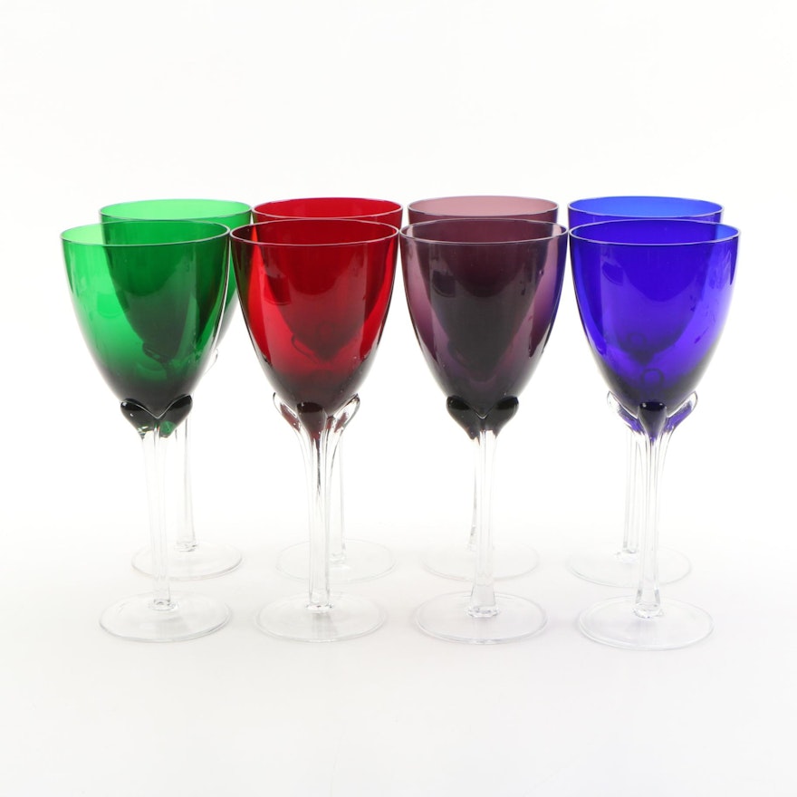 Multi Colored Wine Glass with Blown Glass Stems