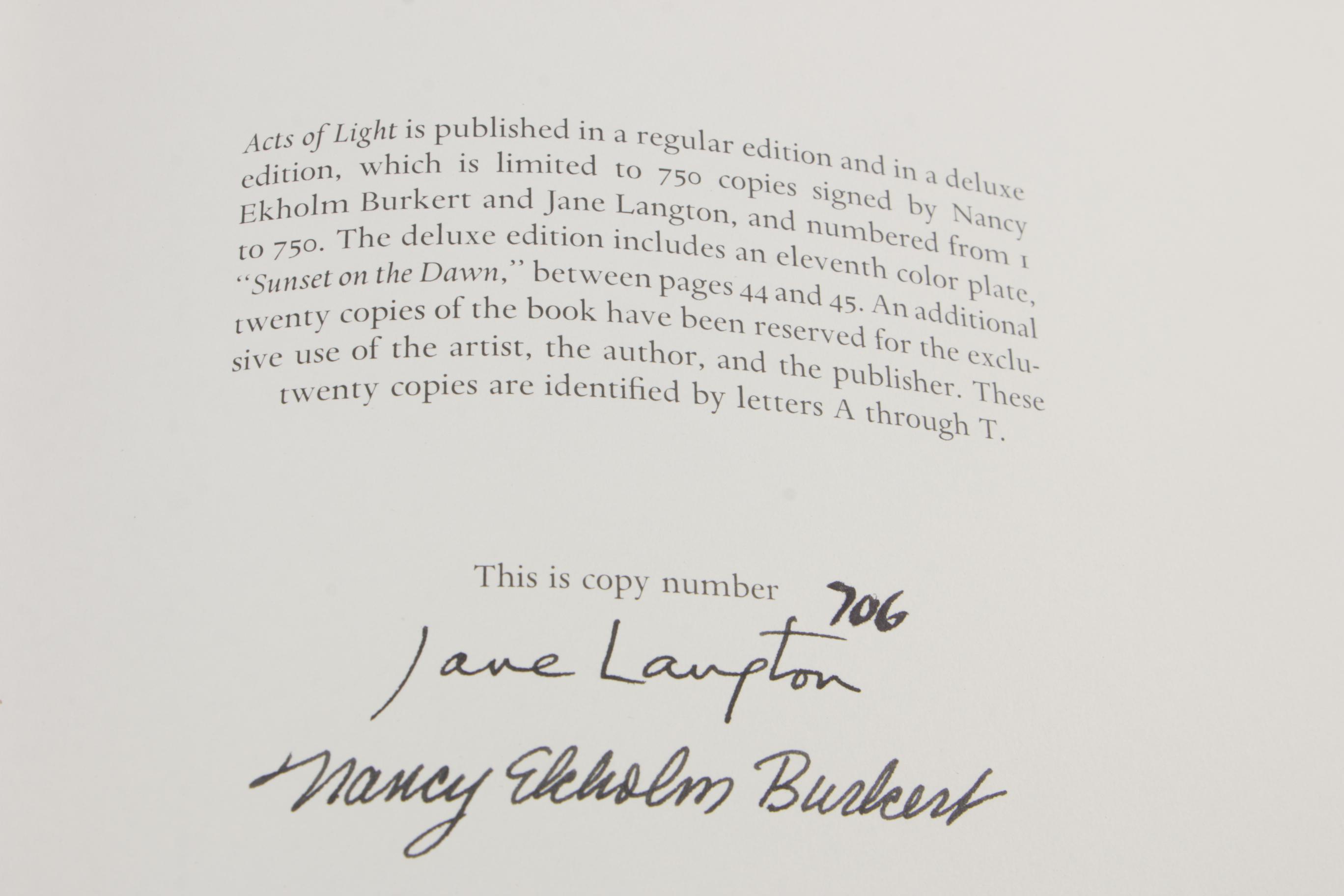 Signed Limited First Edition " Acts of Light, Emily Dickinson",  1980