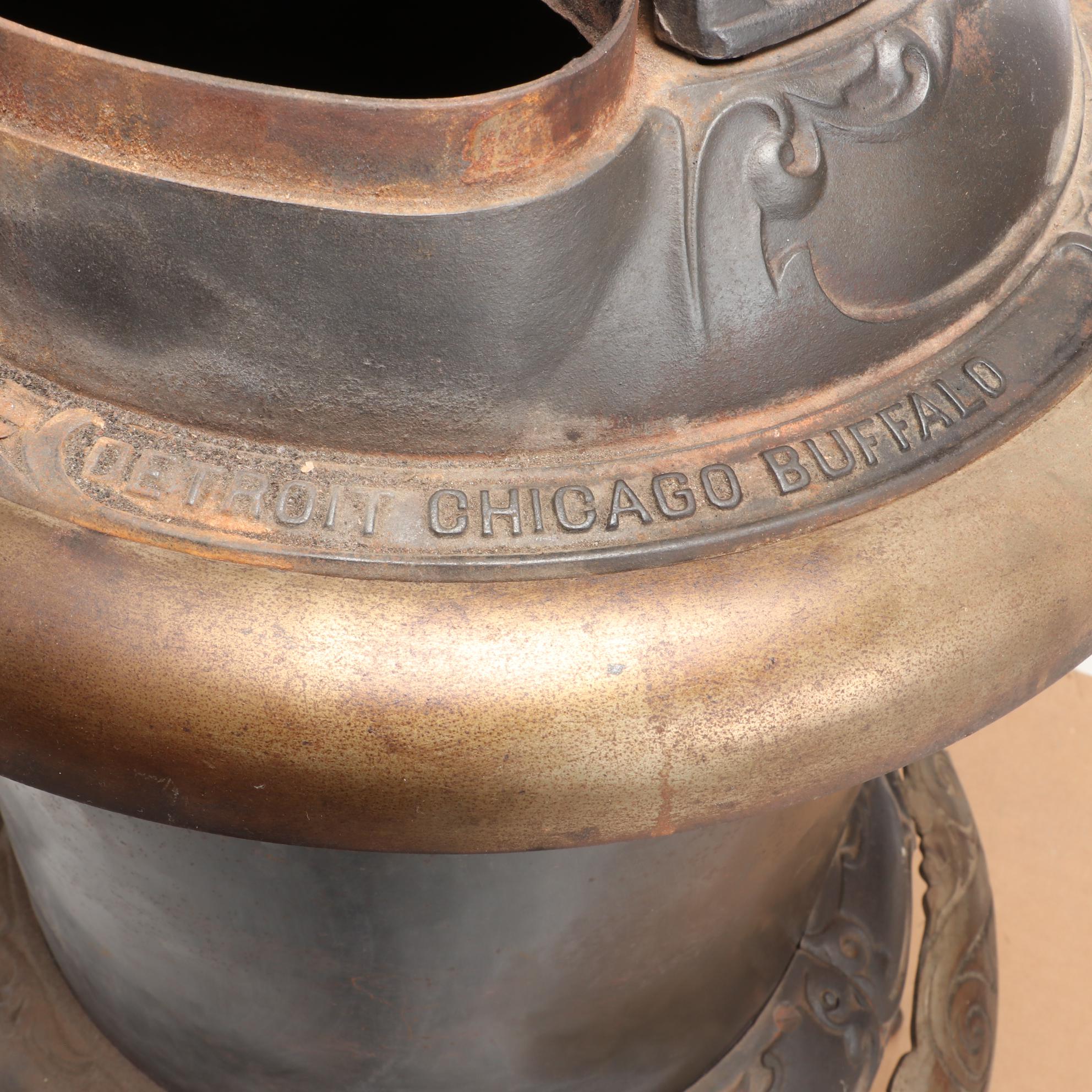 Peninsular Stove Co. Cast Iron Pot Belly Wood Buring Stove, Late 19th Century