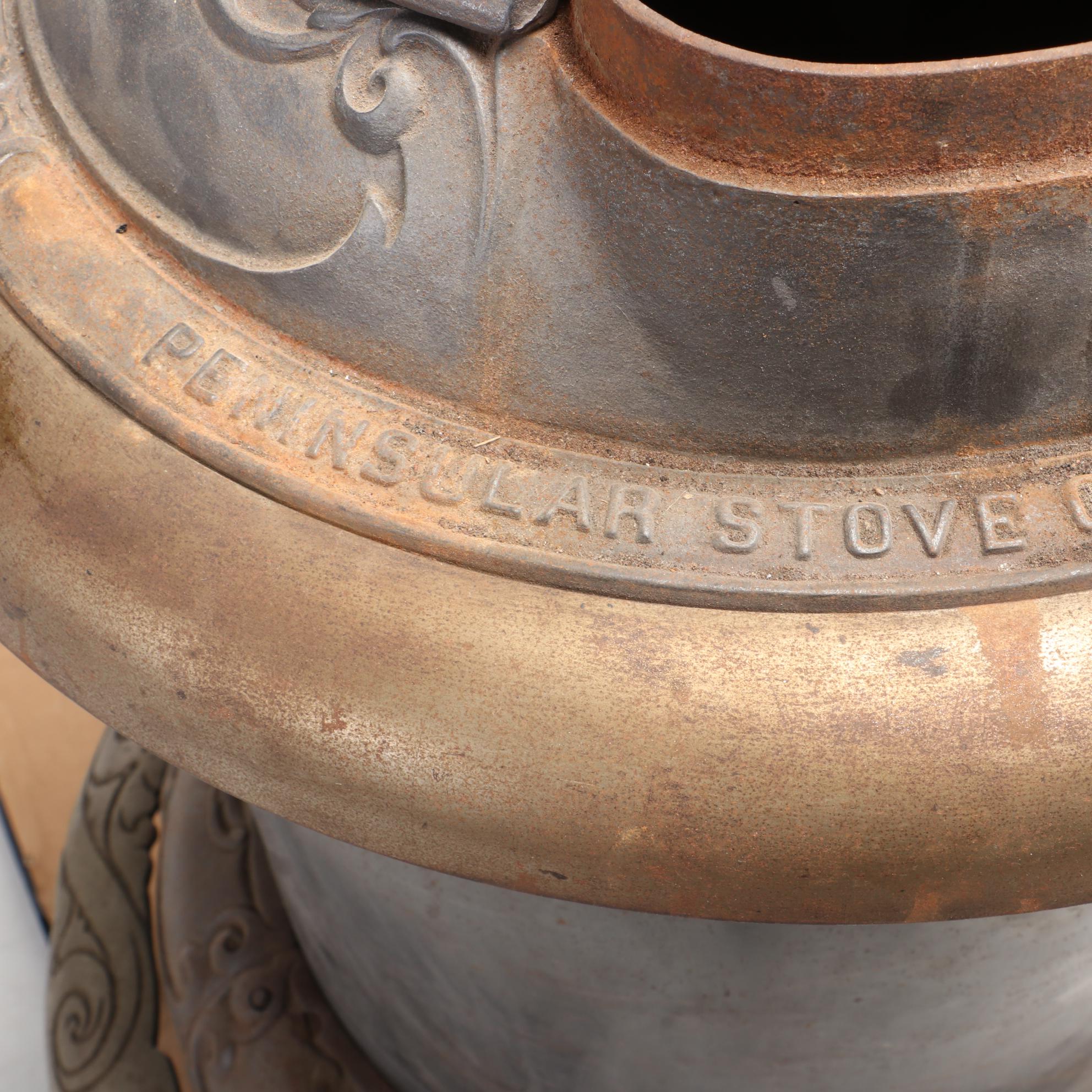 Peninsular Stove Co. Cast Iron Pot Belly Wood Buring Stove, Late 19th Century