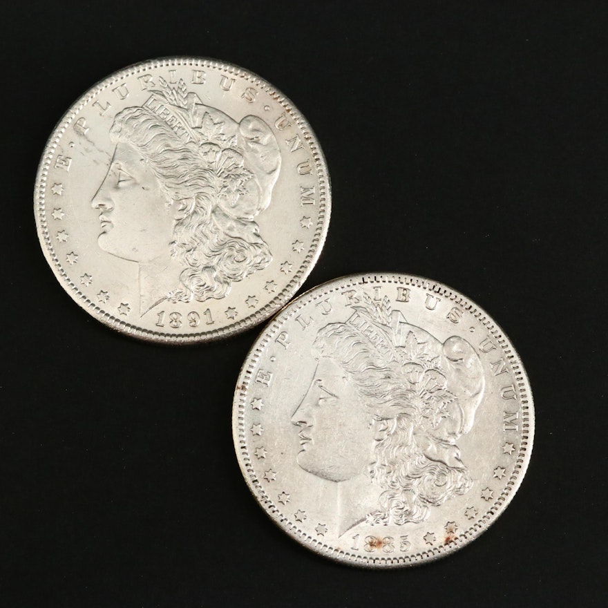 1885-S and 1891-S Morgan Silver Dollars