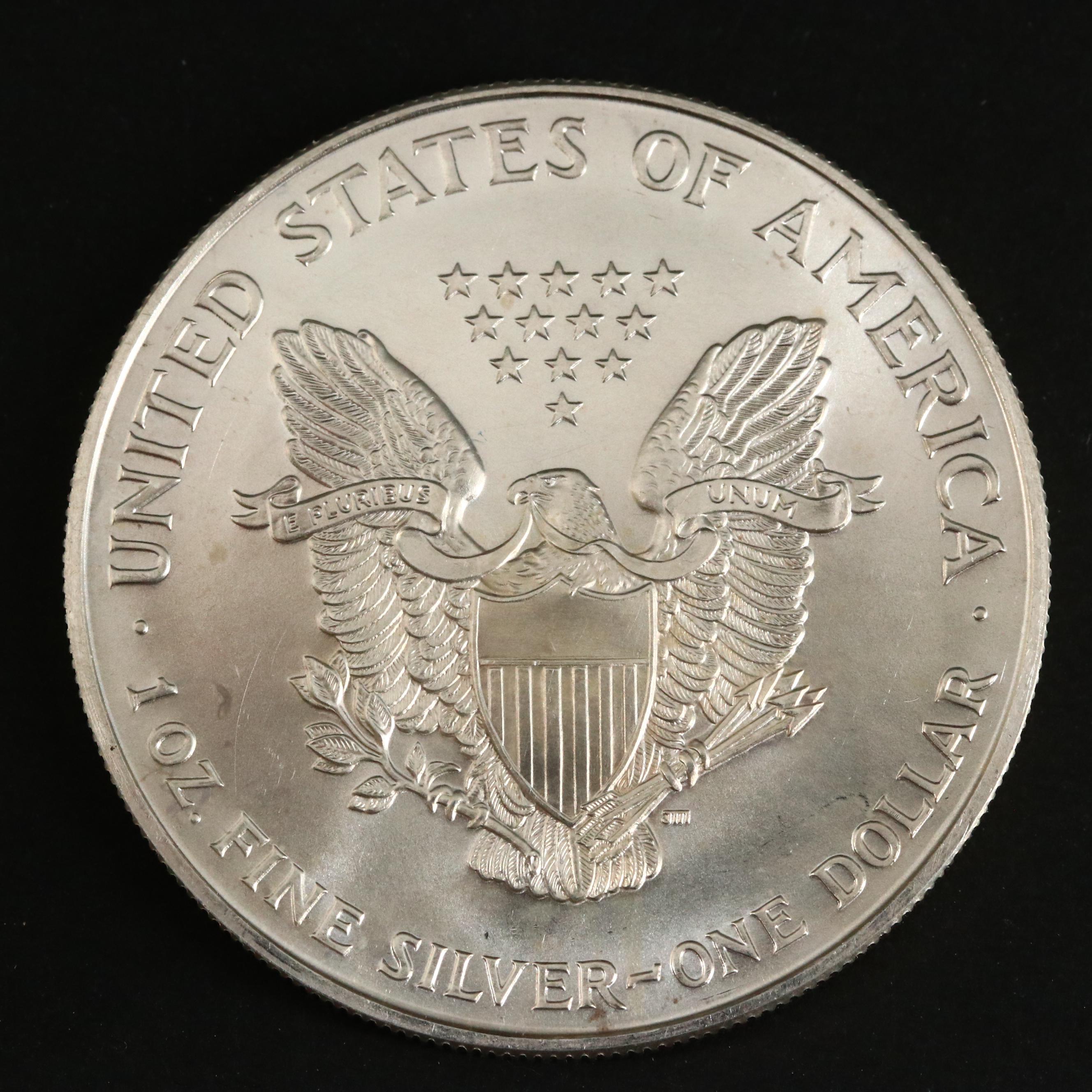 Three American Silver Eagle Bullion Coins, Including Two Better Dates