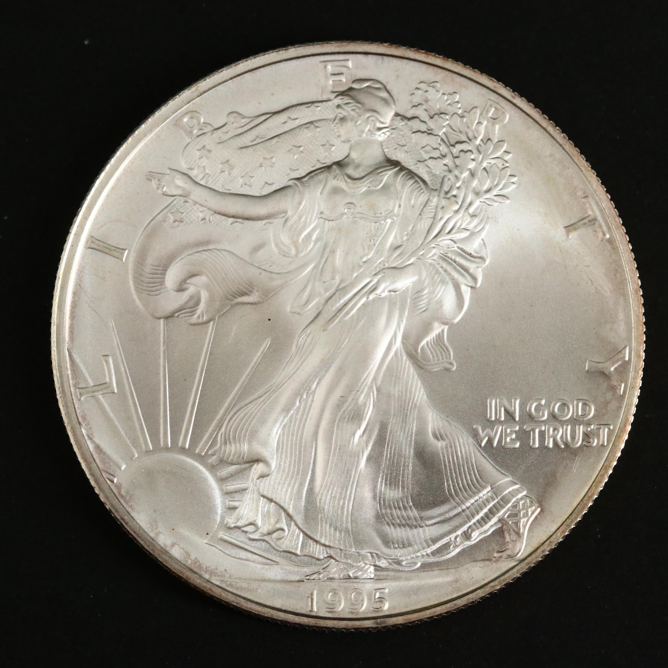 Three American Silver Eagle Bullion Coins, Including Two Better Dates