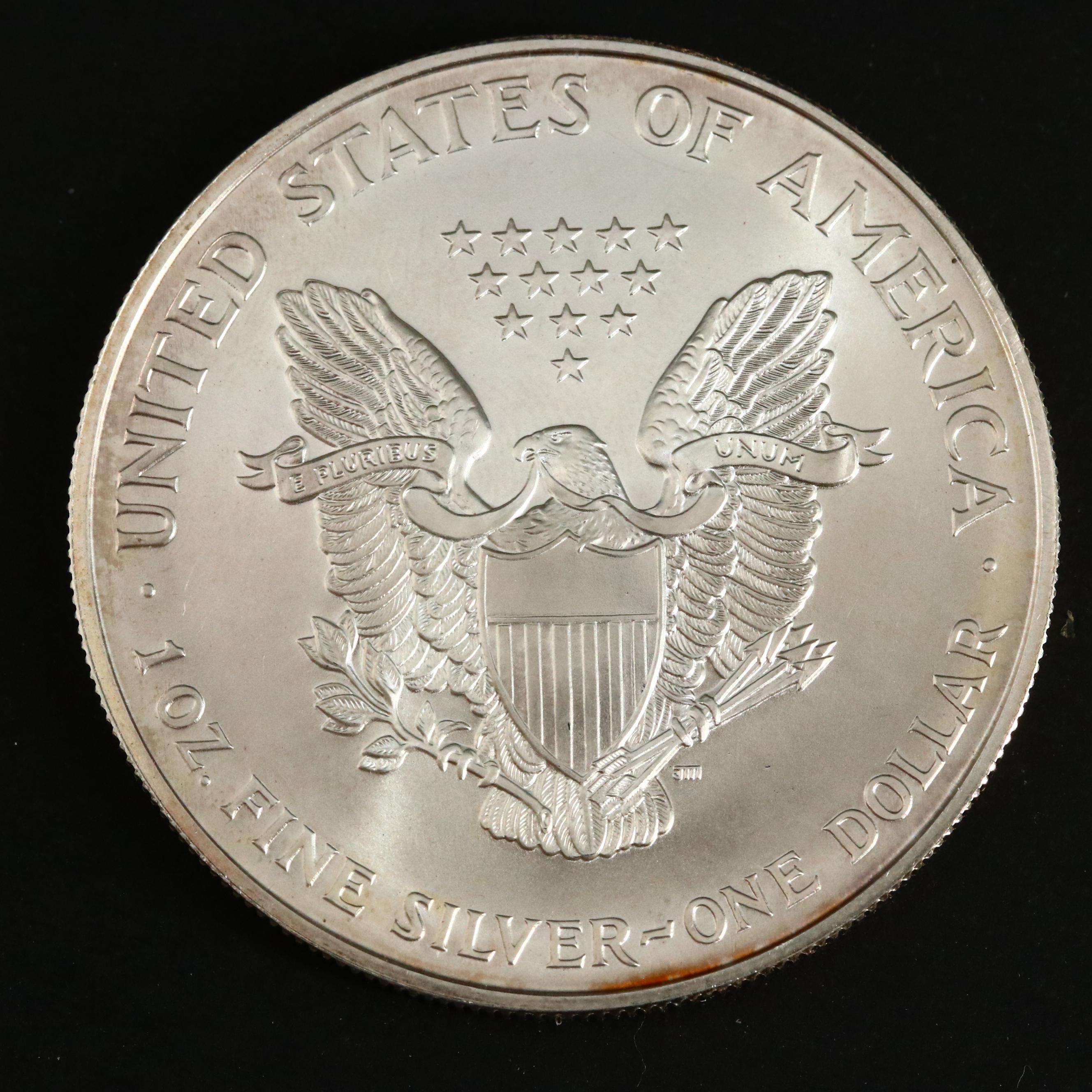 Three American Silver Eagle Bullion Coins, Including Two Better Dates