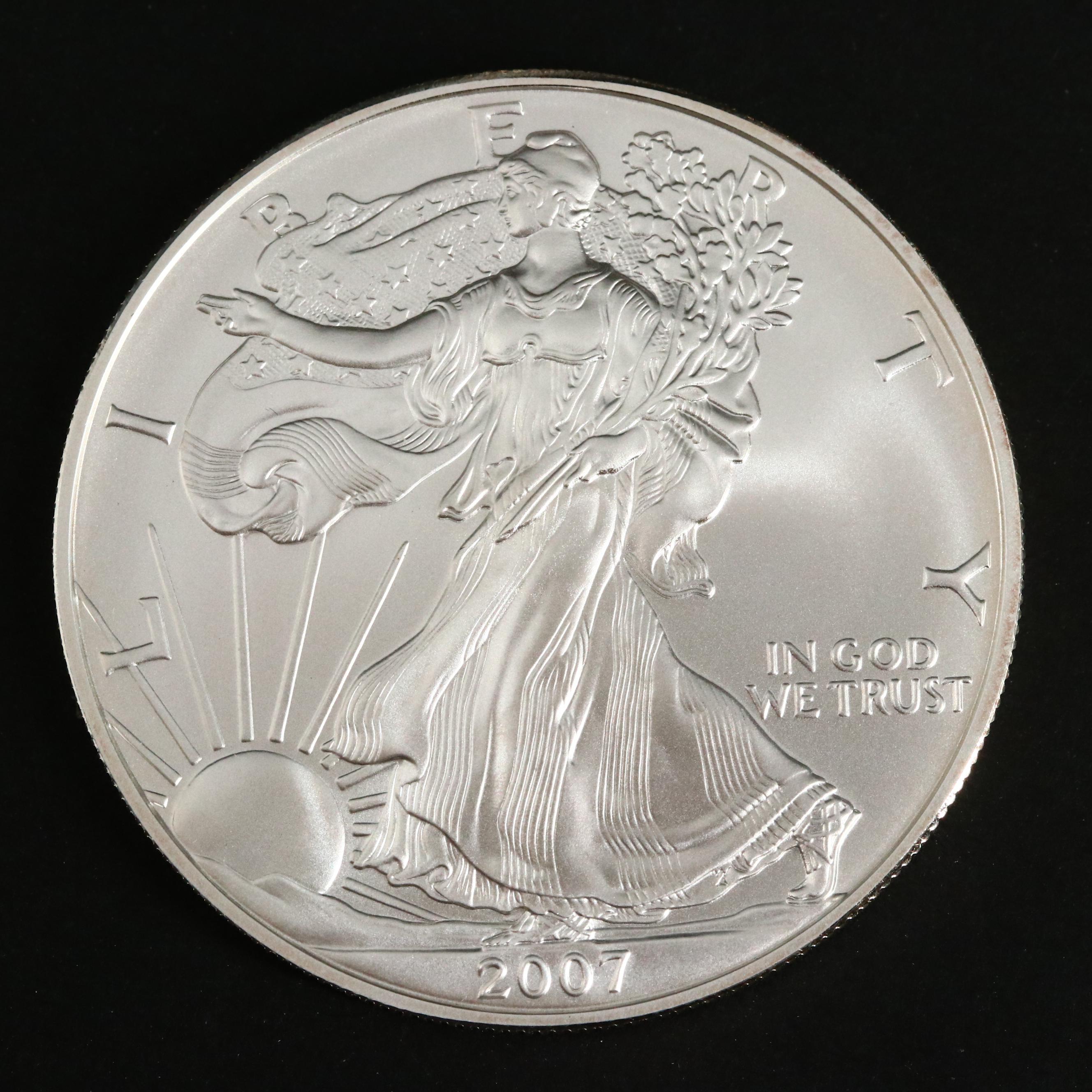 Three American Silver Eagle Bullion Coins, Including Two Better Dates
