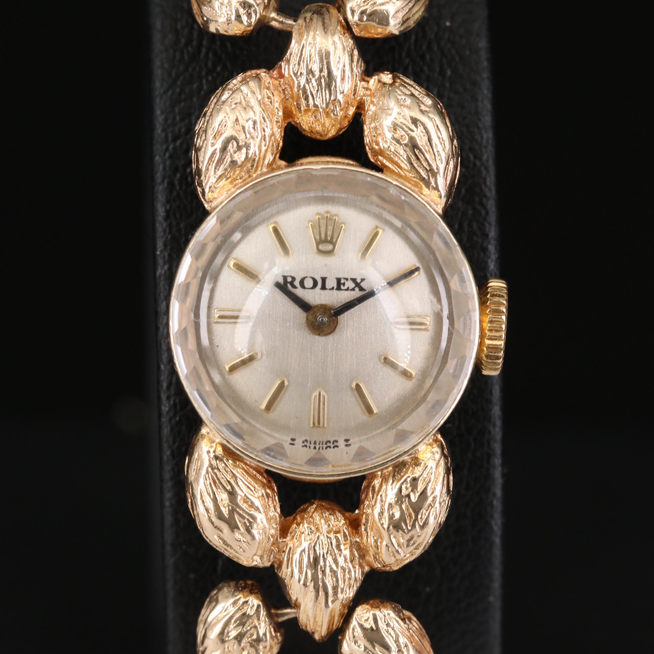 Vintage Rolex Cocktail 14K Gold Stem Wind Watch
