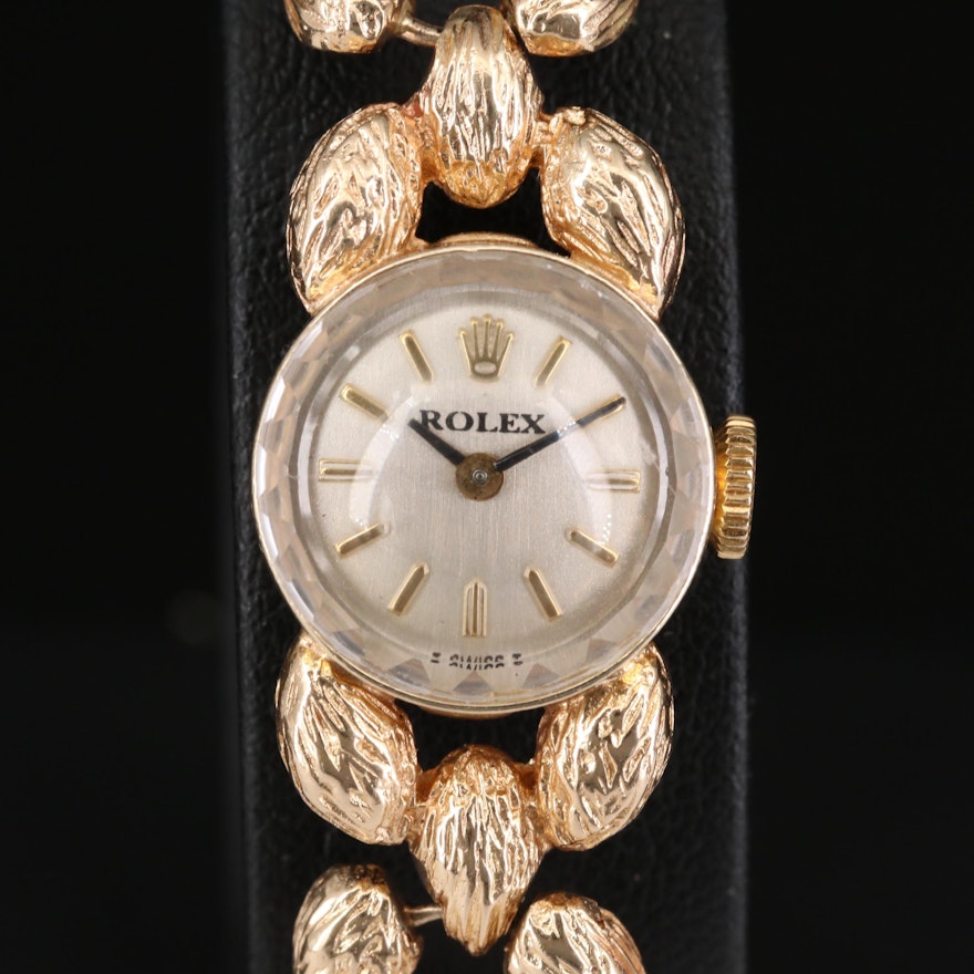 Vintage Rolex Cocktail 14K Gold Stem Wind Wristwatch