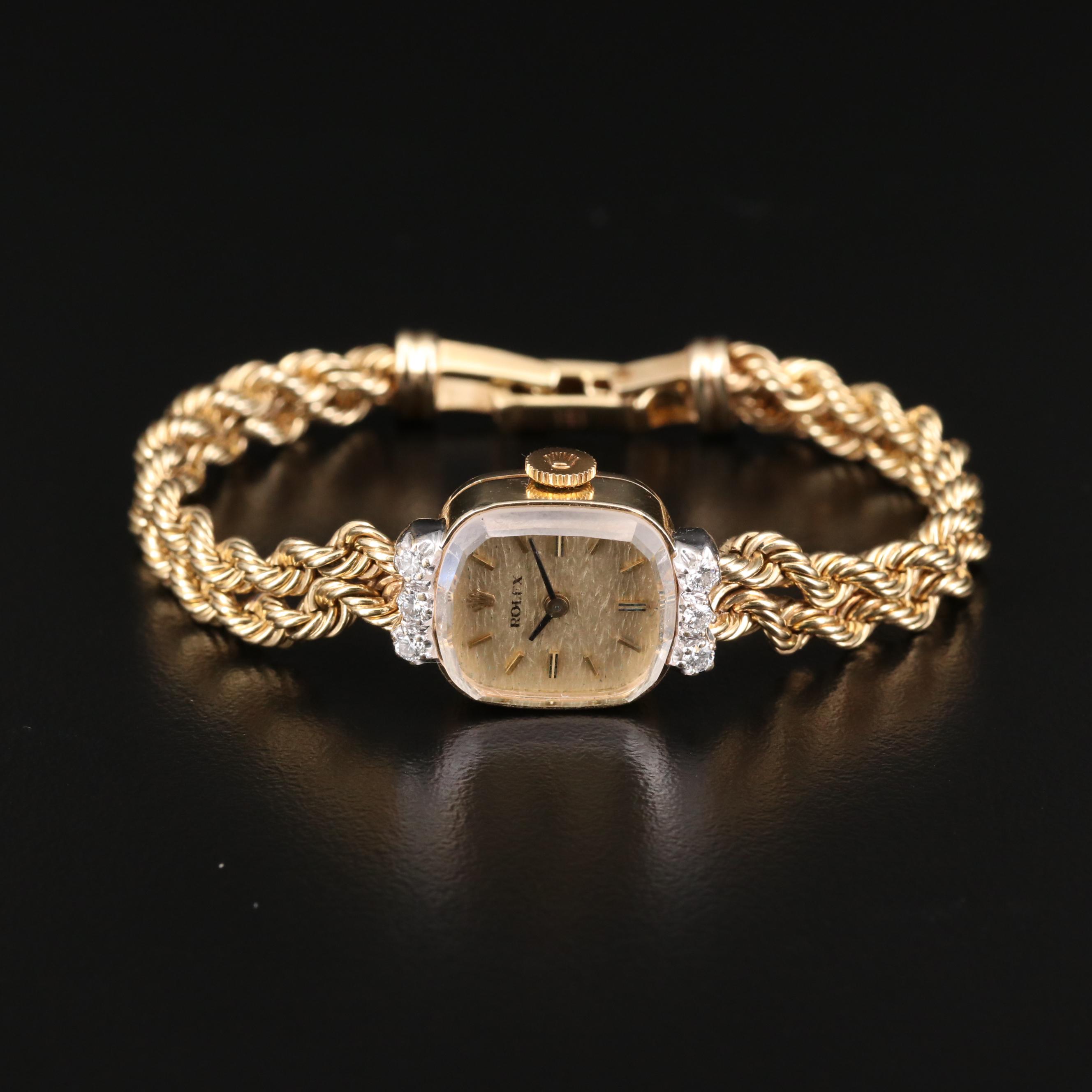 Rolex Cocktail Automatic 14K Yellow Gold Diamond Watch