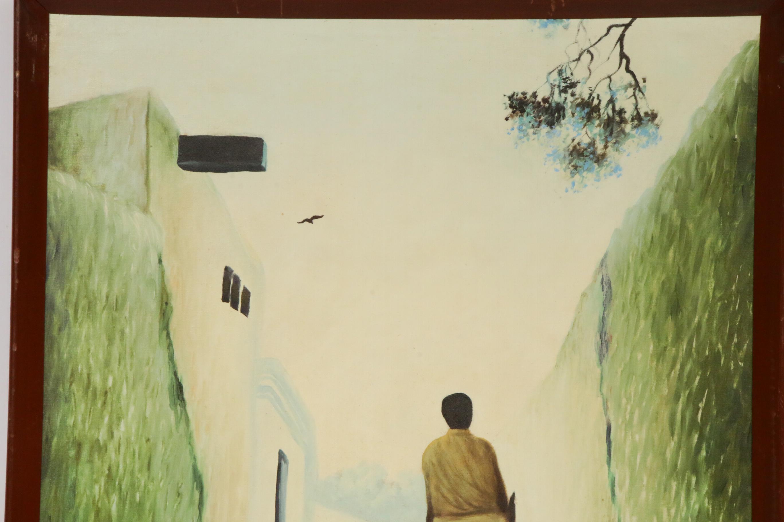 Pakistani Village Scene Oil Painting