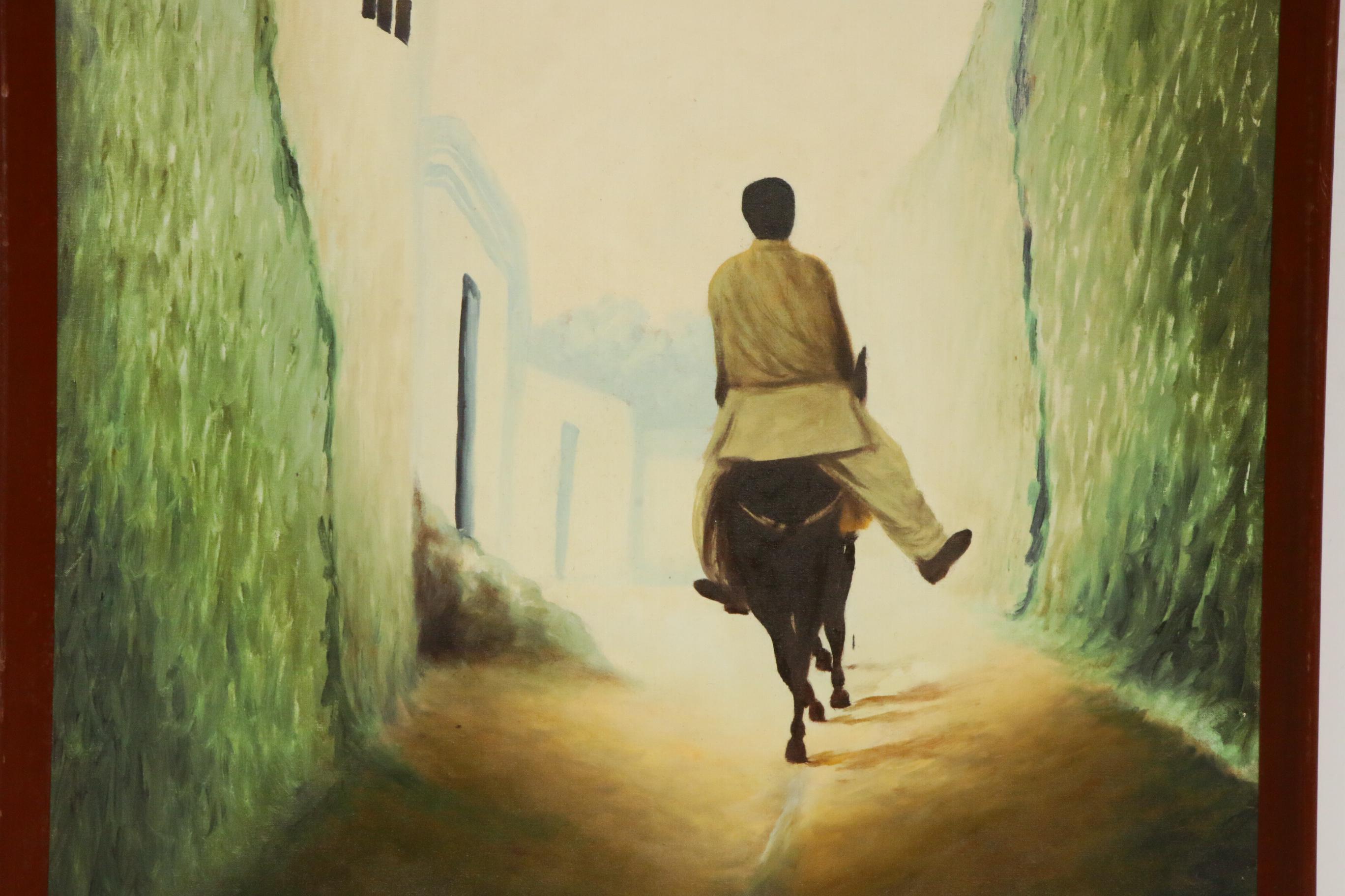 Pakistani Village Scene Oil Painting
