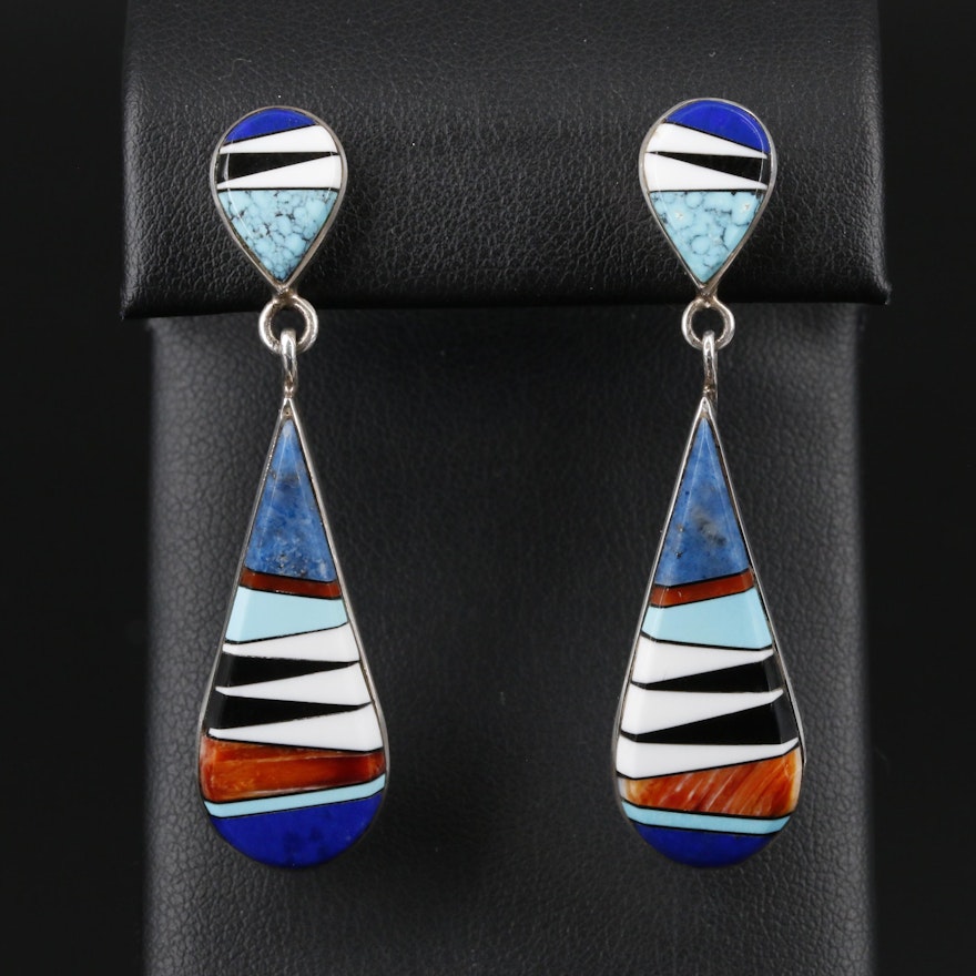 BG Mudd Southwestern Sterling Earrings with Spiny Oyster, Lapis Lazuli and More