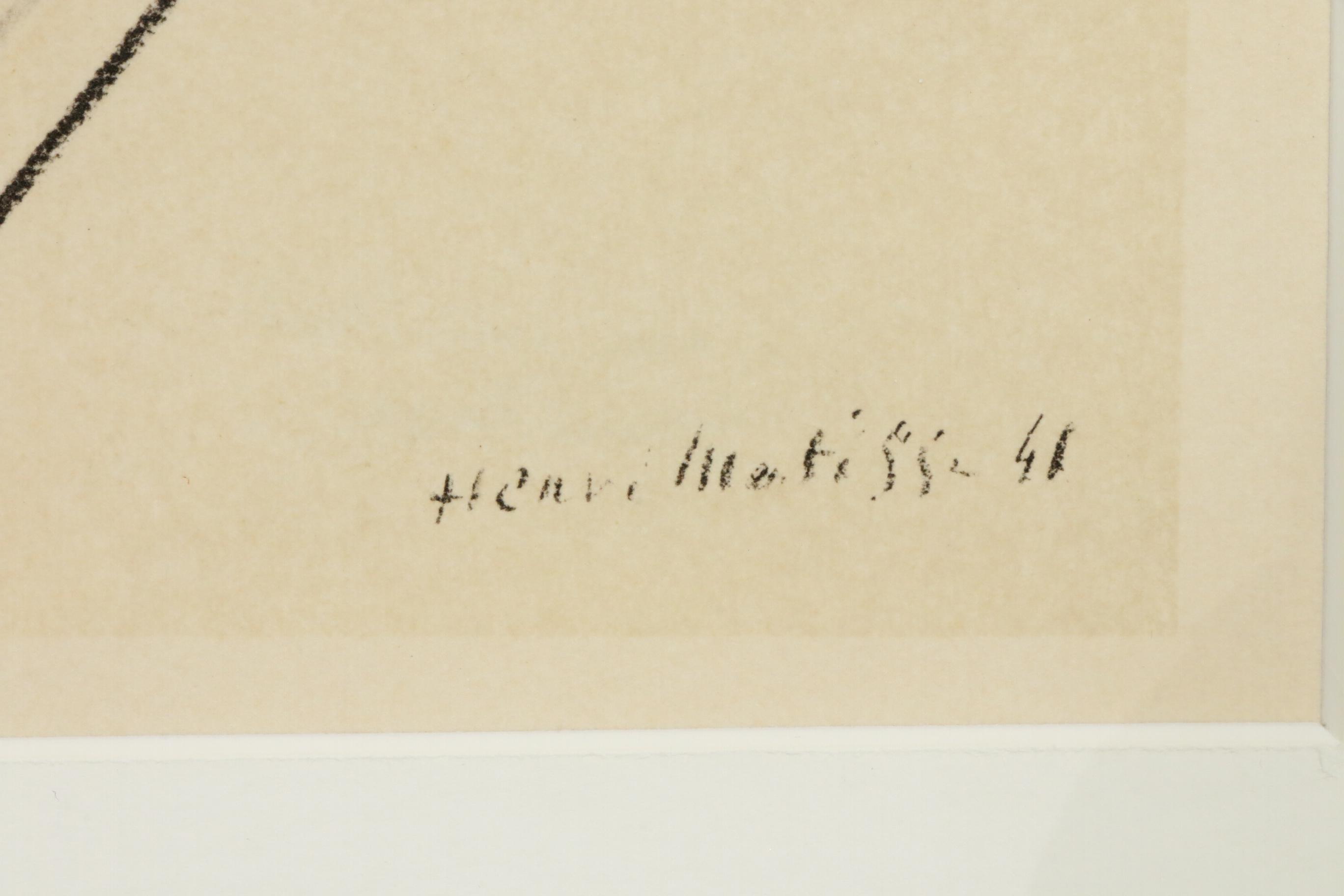 Lithograph After Henri Matisse "Autoportrait au Chapeau de Paille"