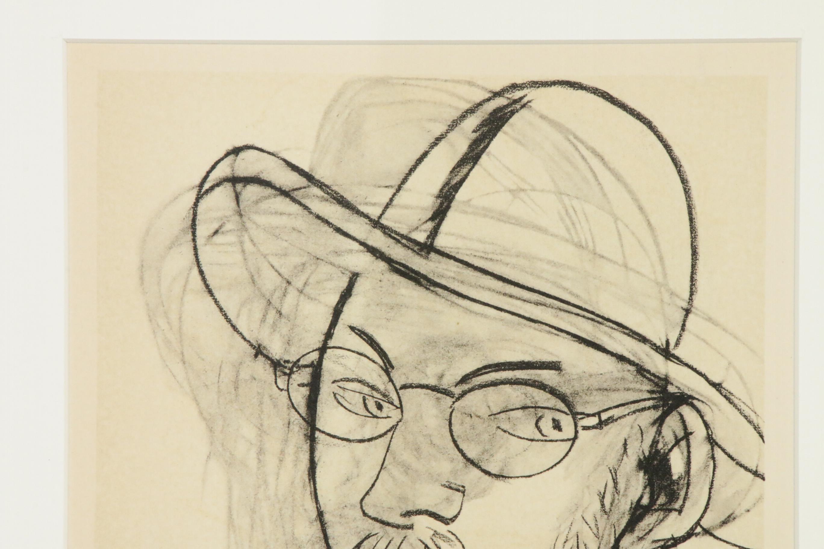 Lithograph After Henri Matisse "Autoportrait au Chapeau de Paille"