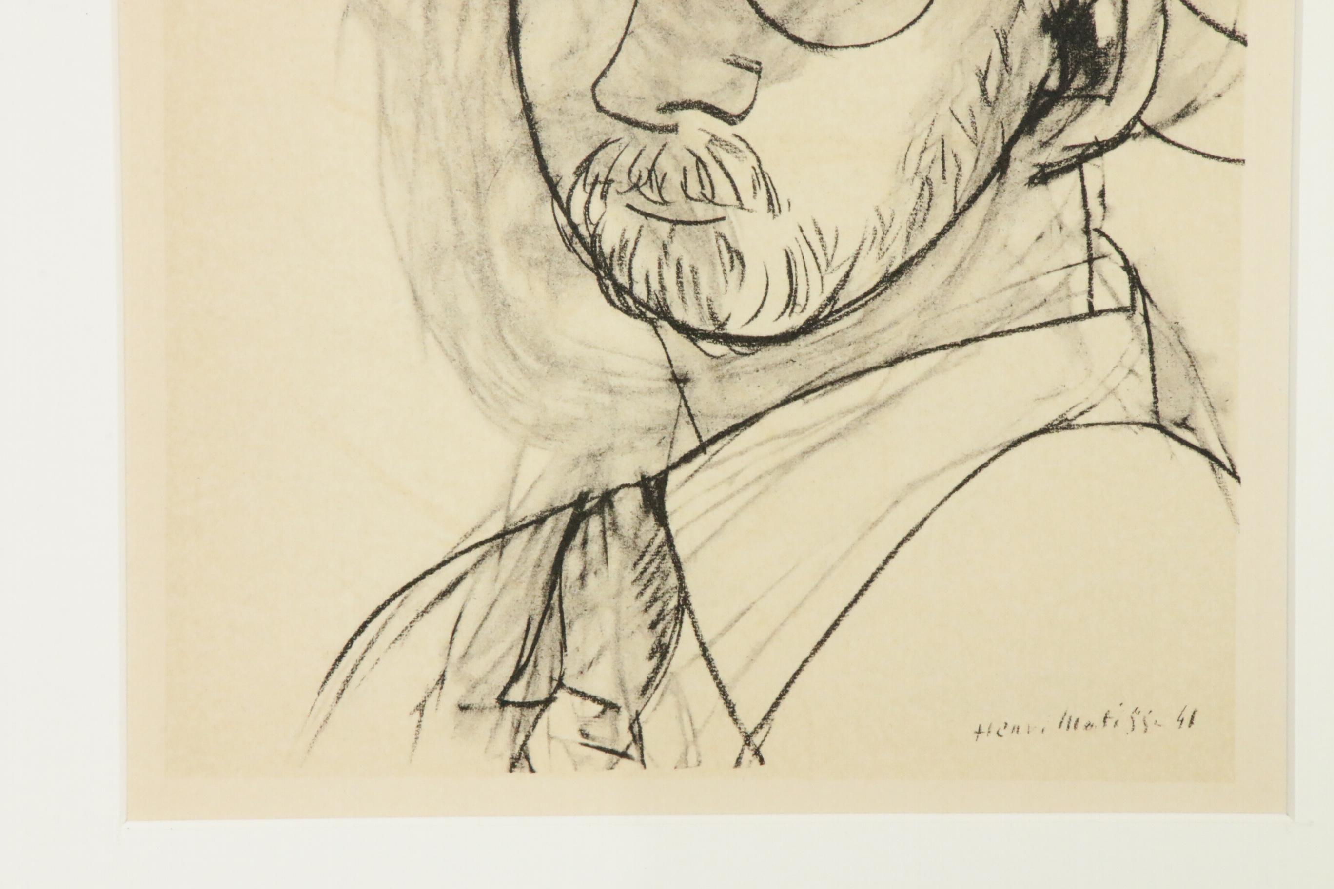 Lithograph After Henri Matisse "Autoportrait au Chapeau de Paille"