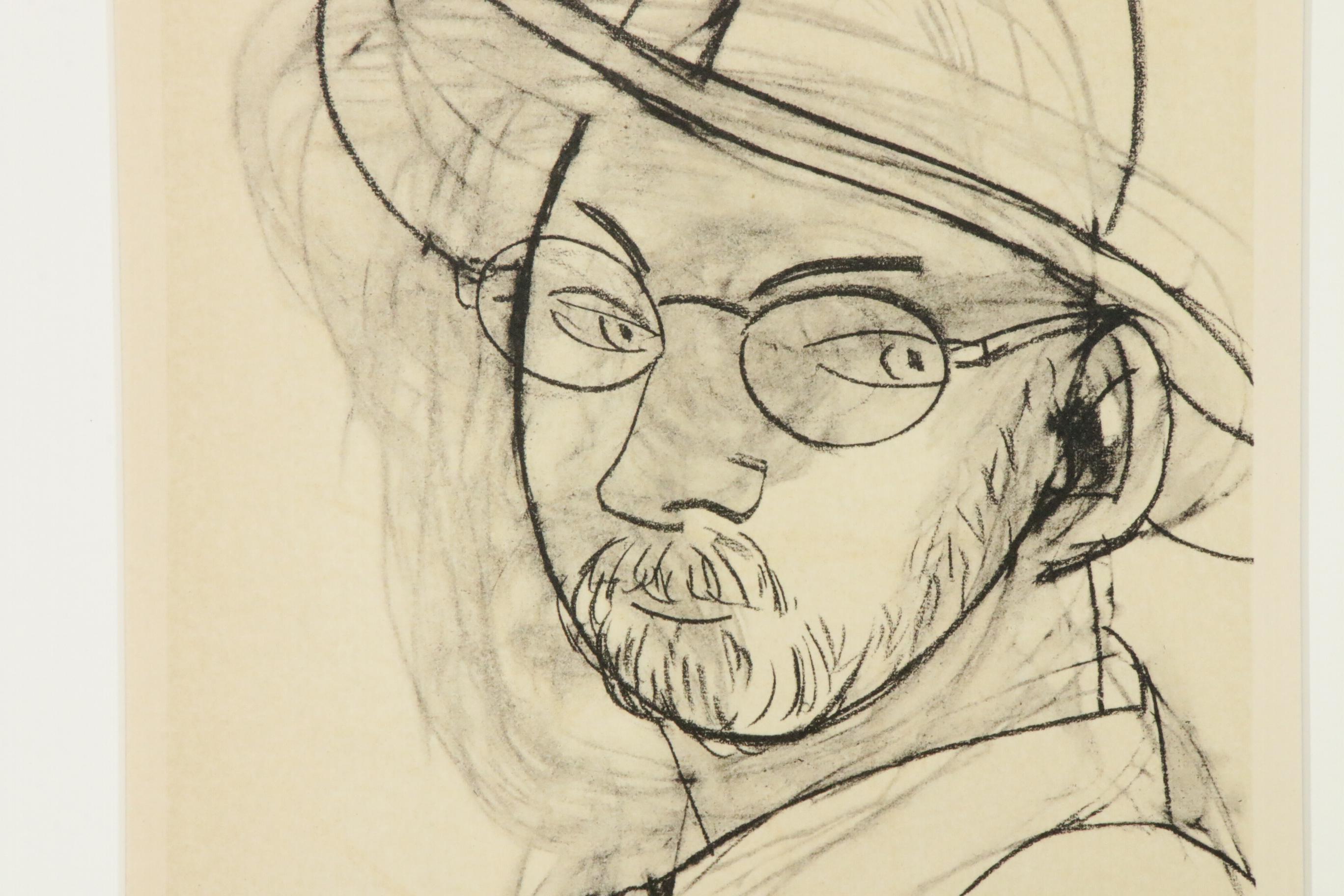 Lithograph After Henri Matisse "Autoportrait au Chapeau de Paille"
