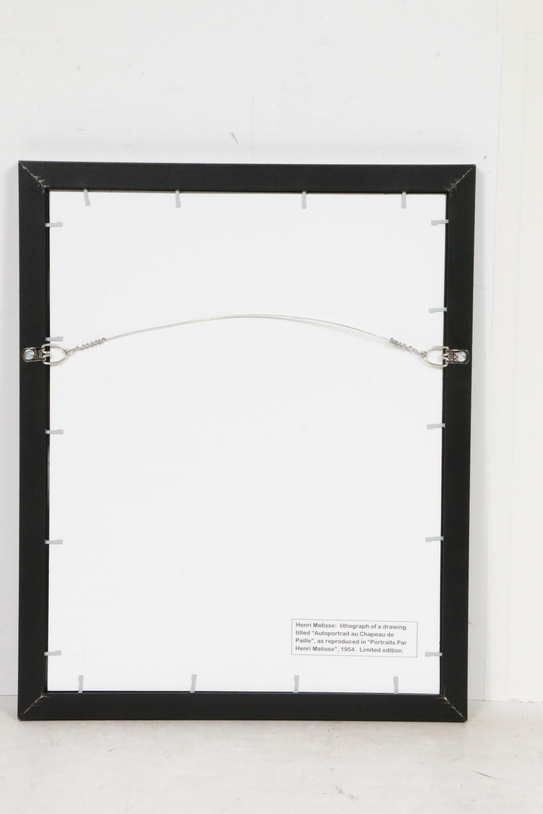 Lithograph After Henri Matisse "Autoportrait au Chapeau de Paille"