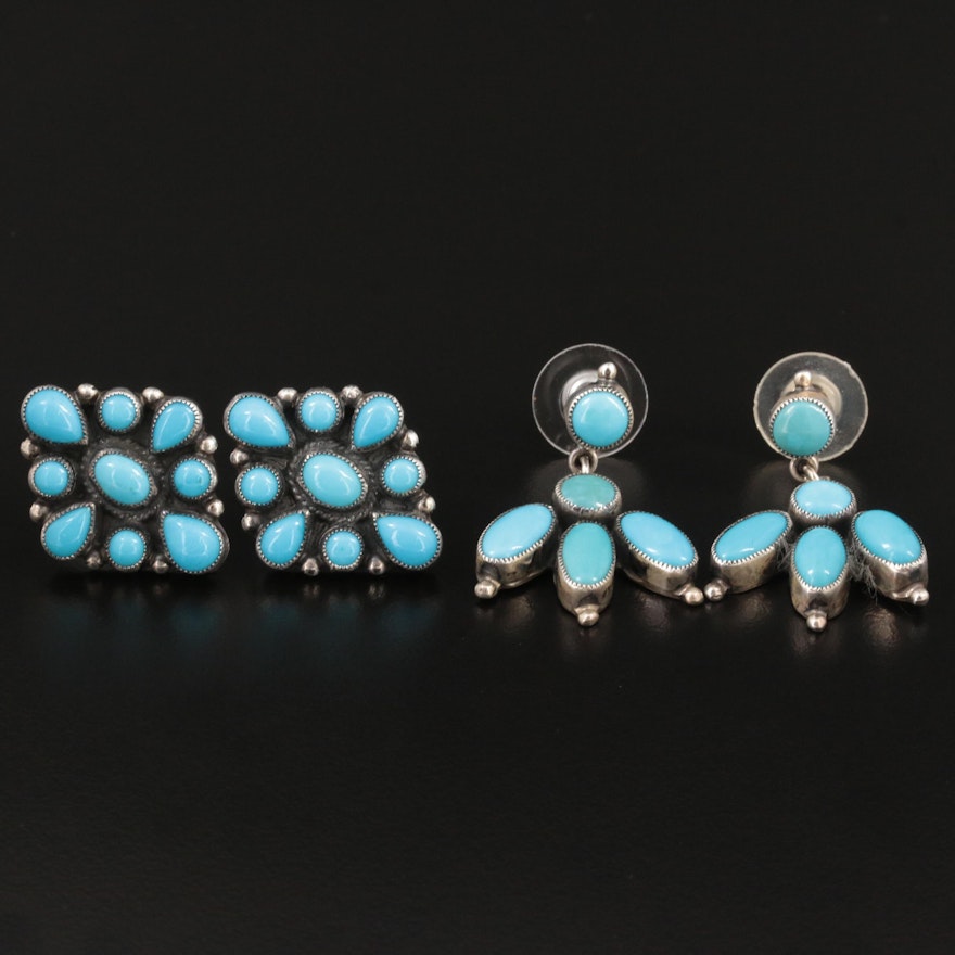 Don Lucas and Leo Feeney Sterling Silver Turquoise Earrings