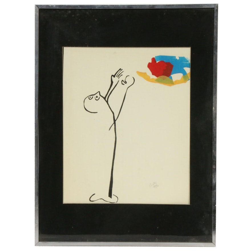 Abstract Figural Lithograph, Mid-20th Century