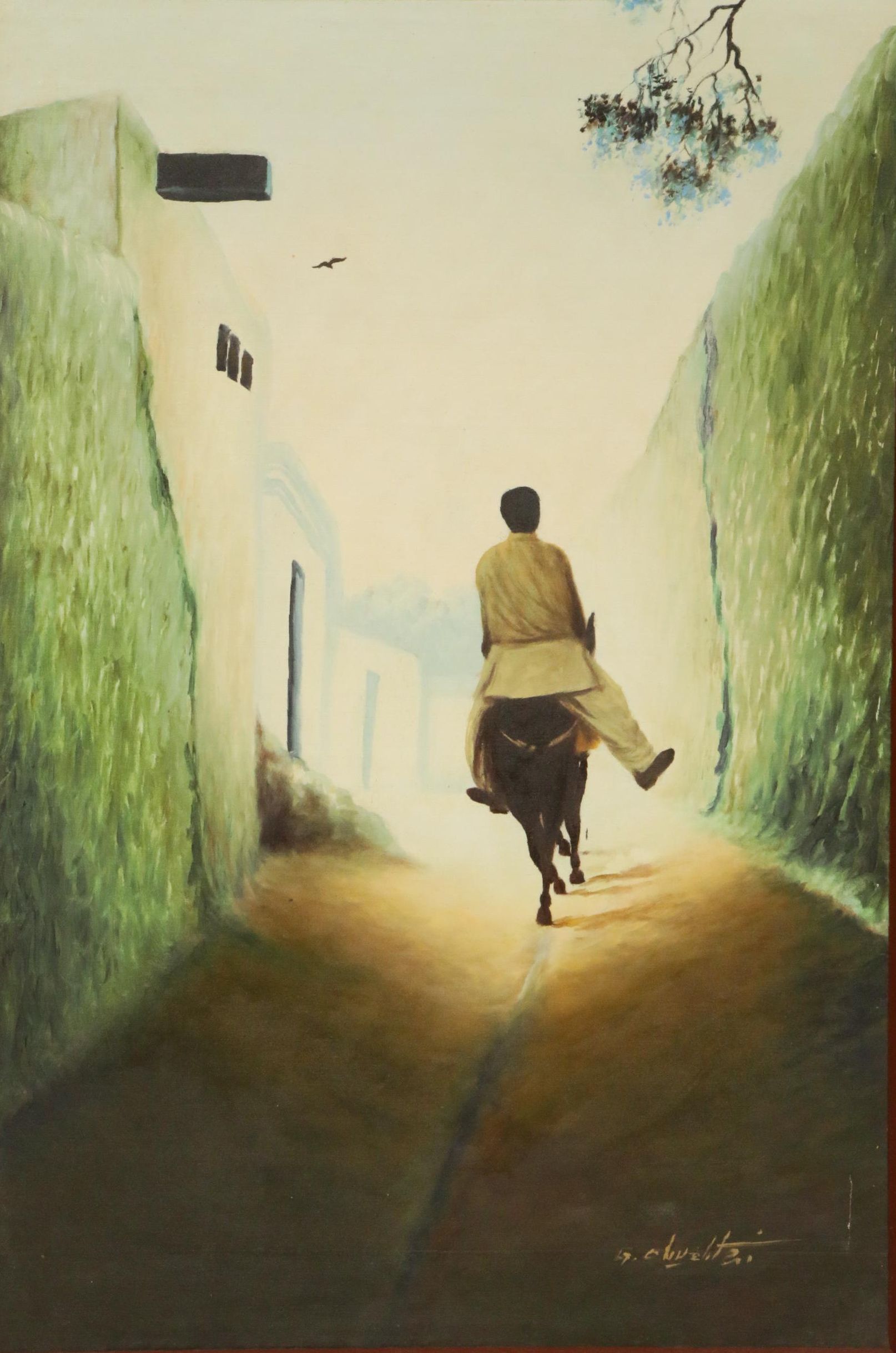 Pakistani Village Scene Oil Painting