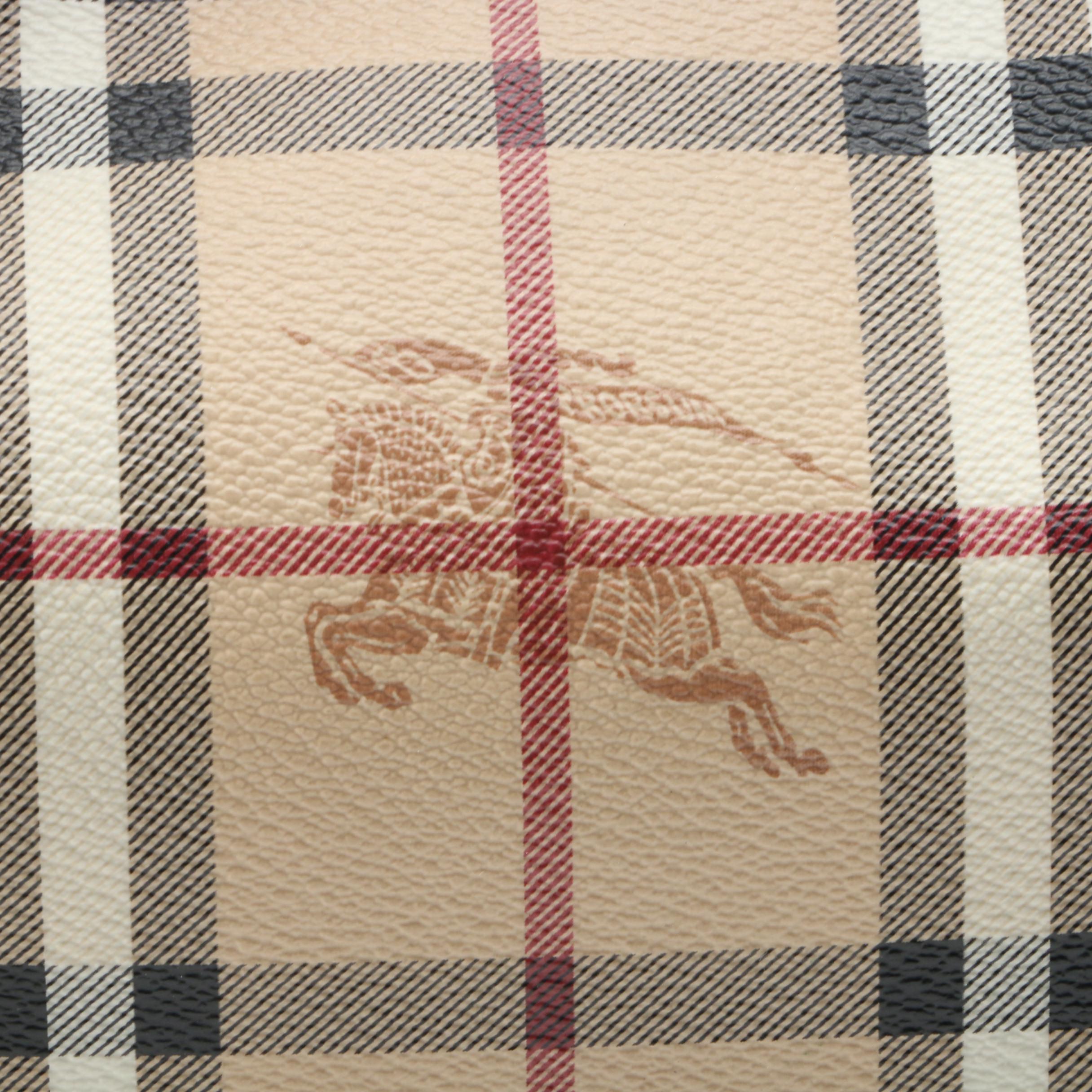 Burberry Canterbury "Haymarket" Coated Canvas and Pink Leather Shoulder Tote