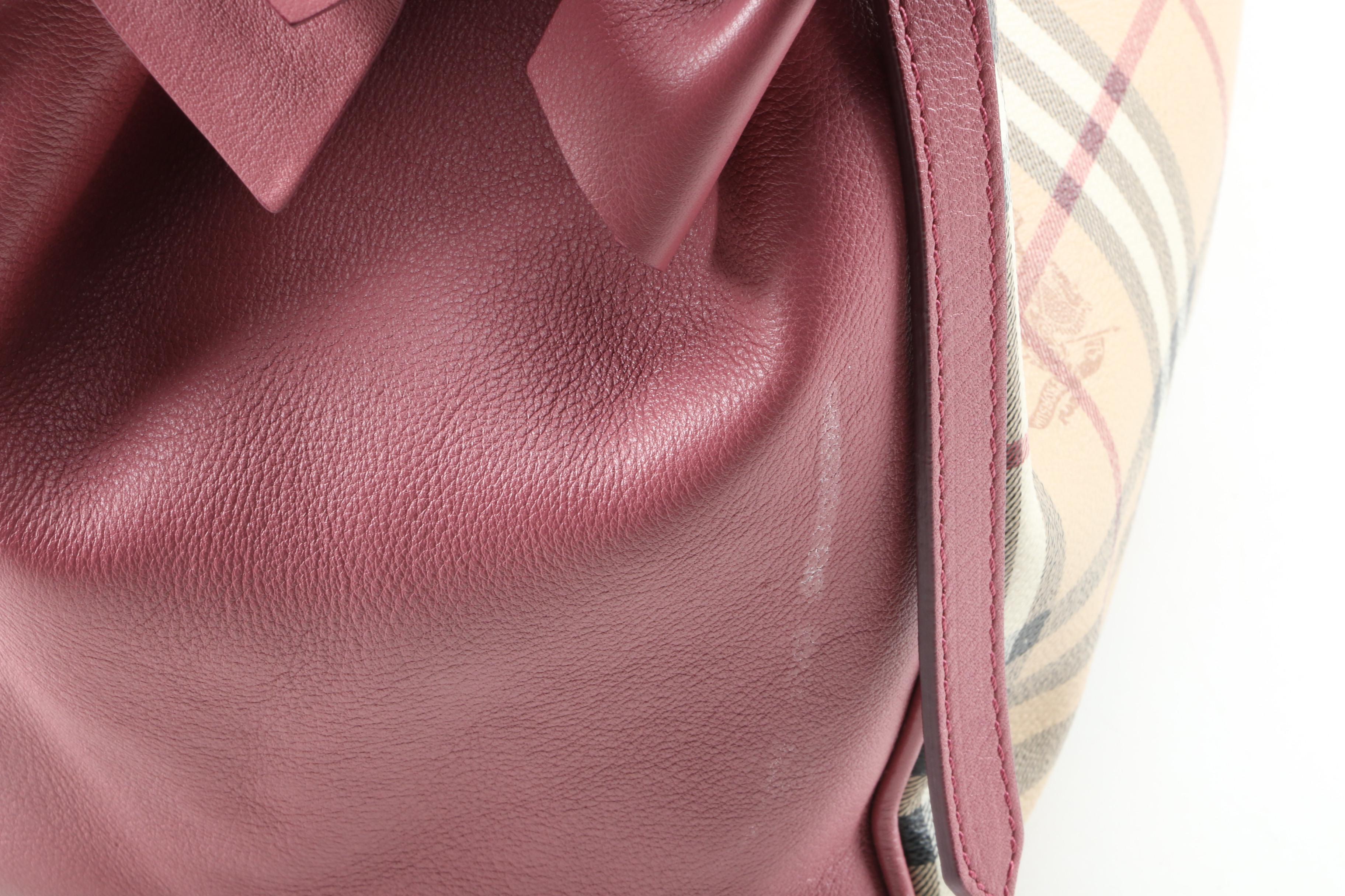 Burberry Canterbury "Haymarket" Coated Canvas and Pink Leather Shoulder Tote