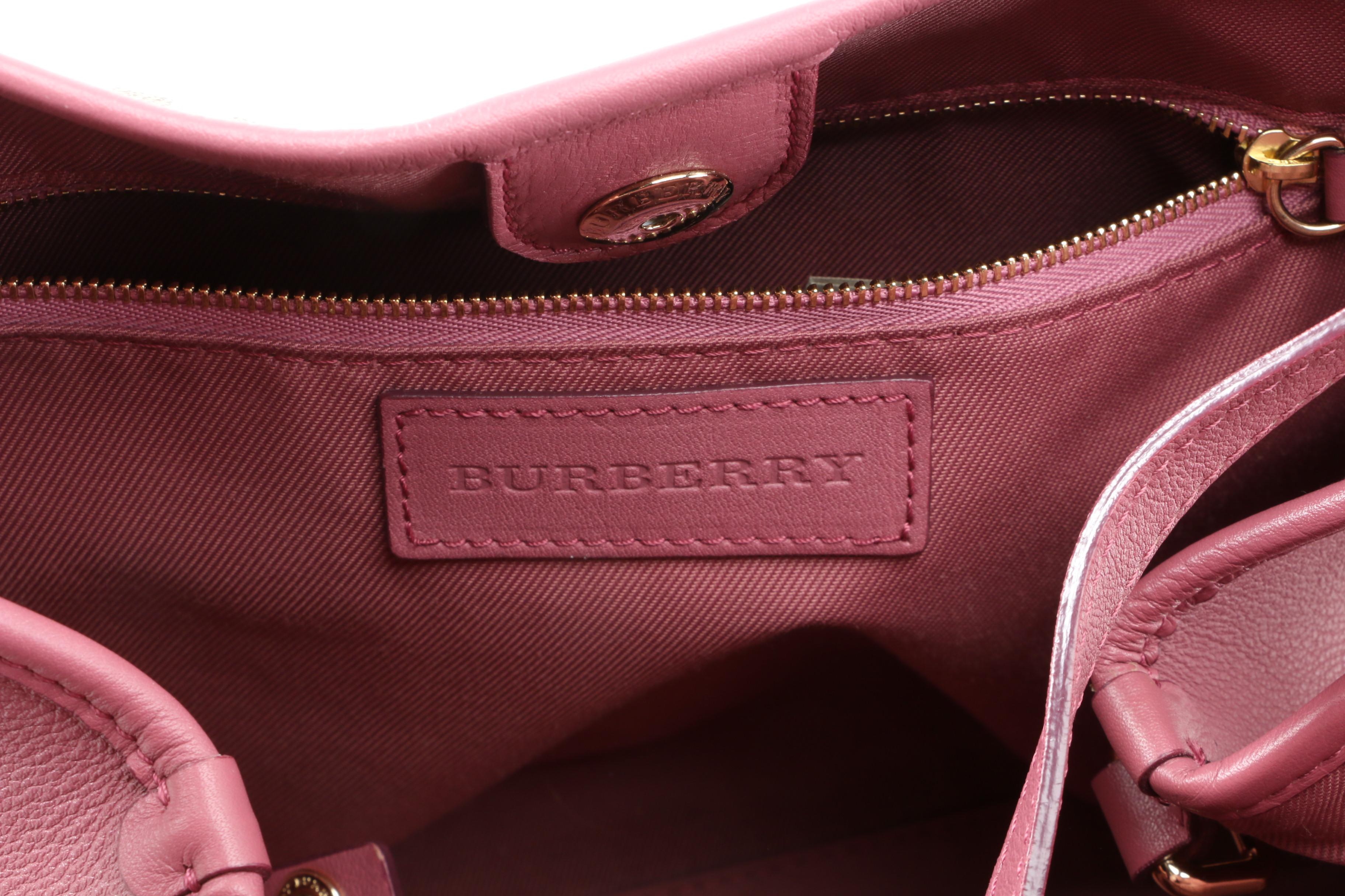 Burberry Canterbury "Haymarket" Coated Canvas and Pink Leather Shoulder Tote