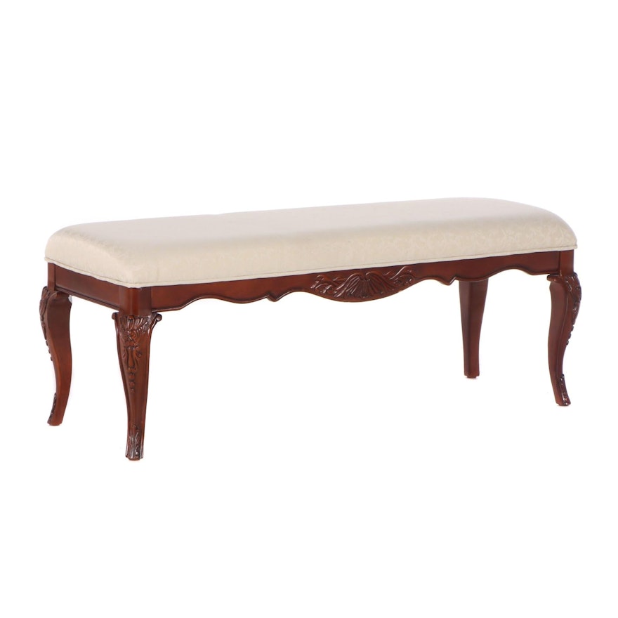Queen Anne Style Upholstered Bench, Contemporary