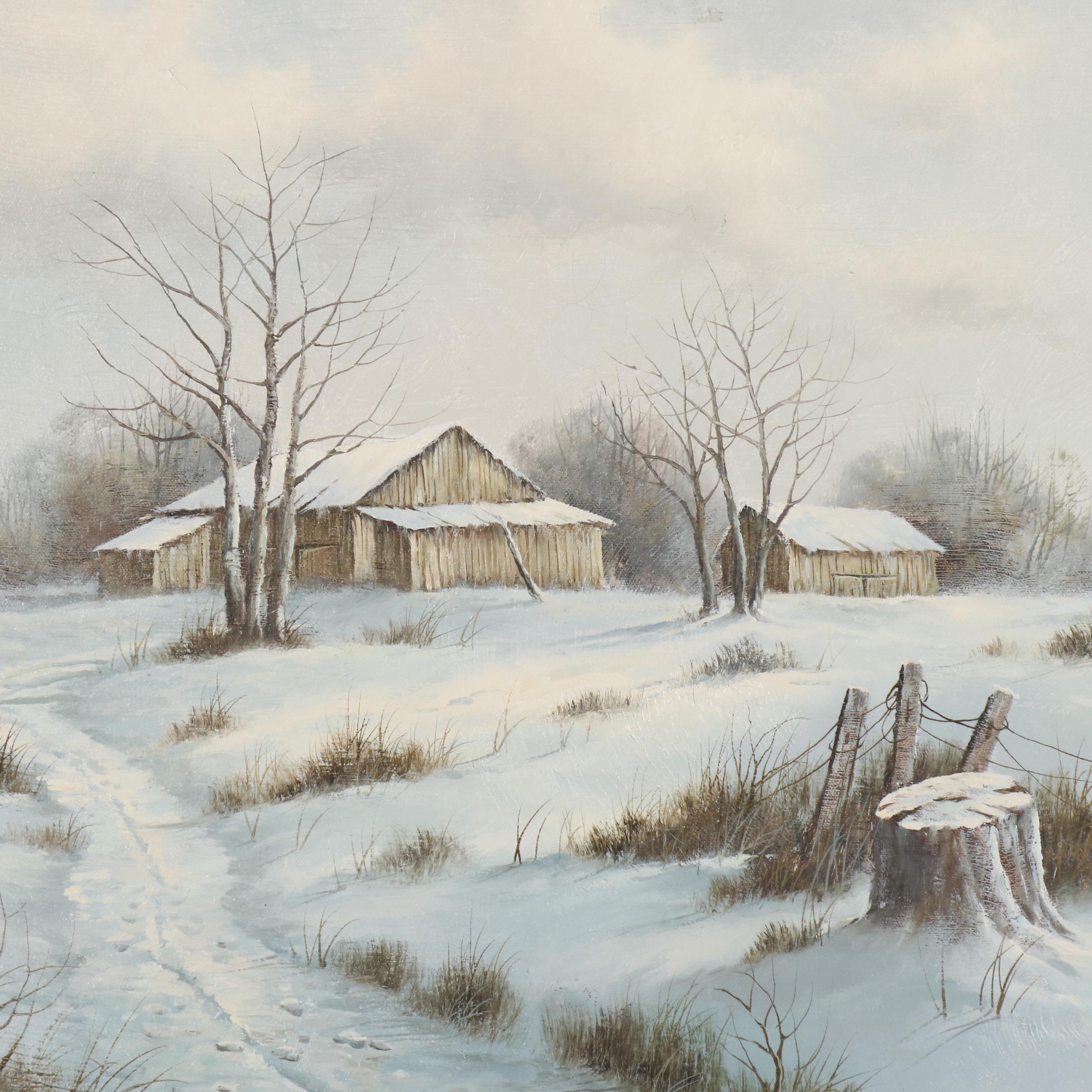 Roy Reece Landscape Oil Painting of Winter Scen
