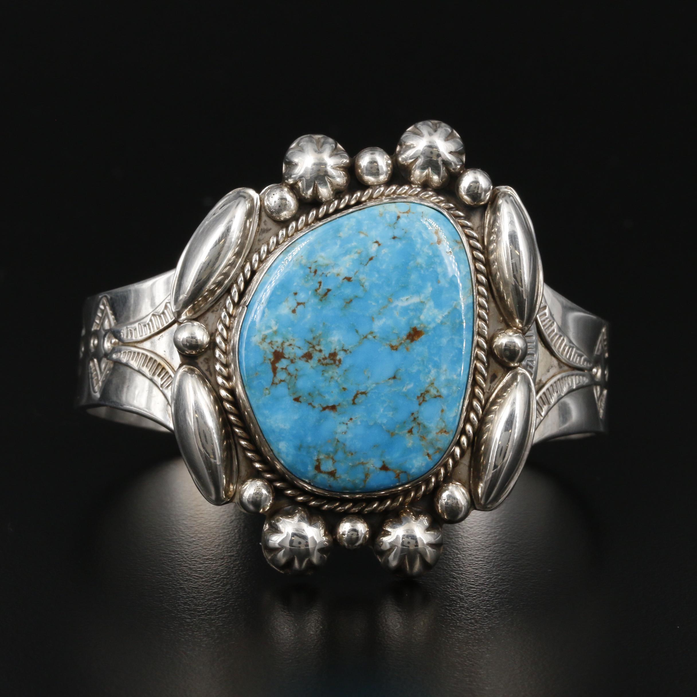 Frank Arviso Navajo Diné Sterling Turquoise Cuff Bracelet