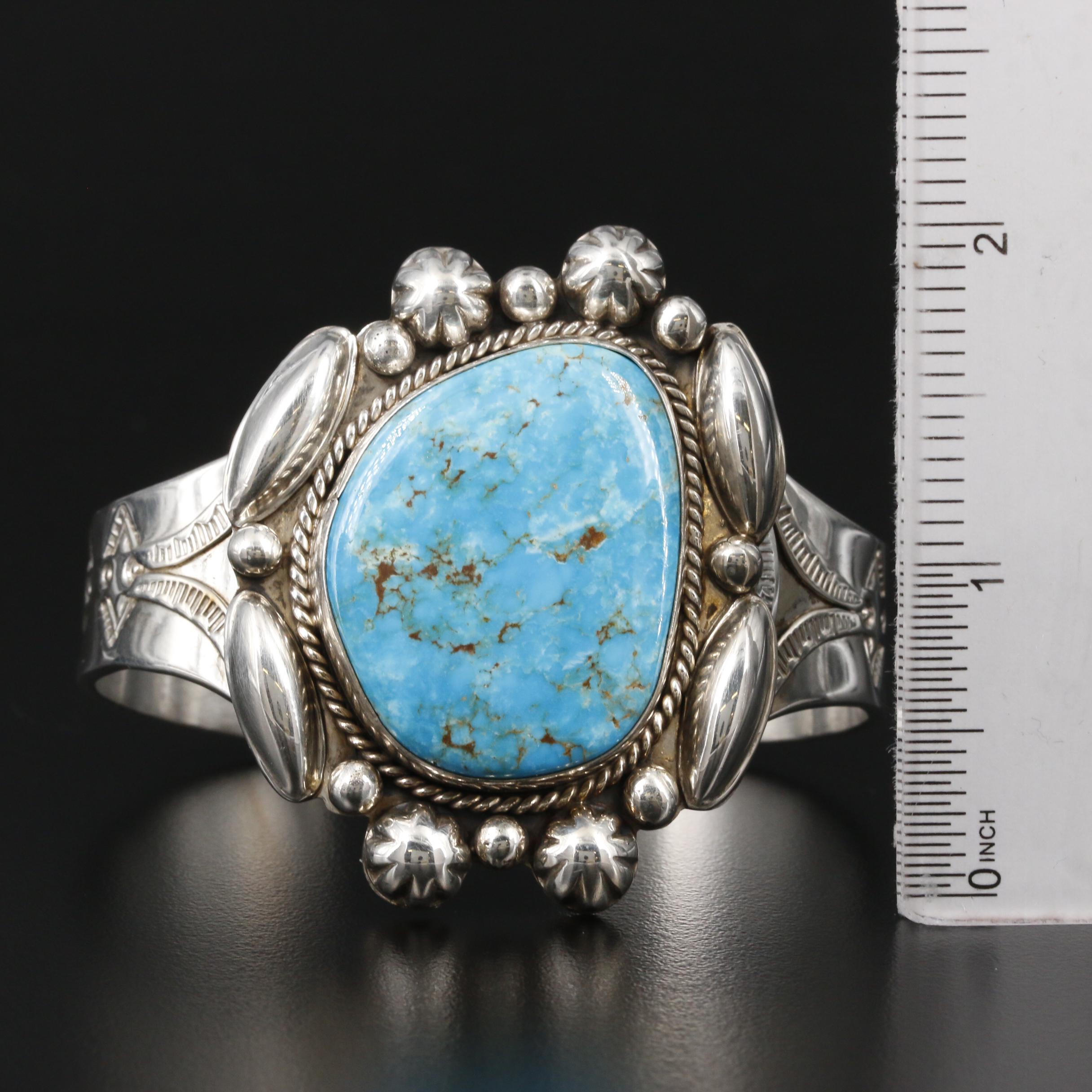 Frank Arviso Navajo Diné Sterling Turquoise Cuff Bracelet