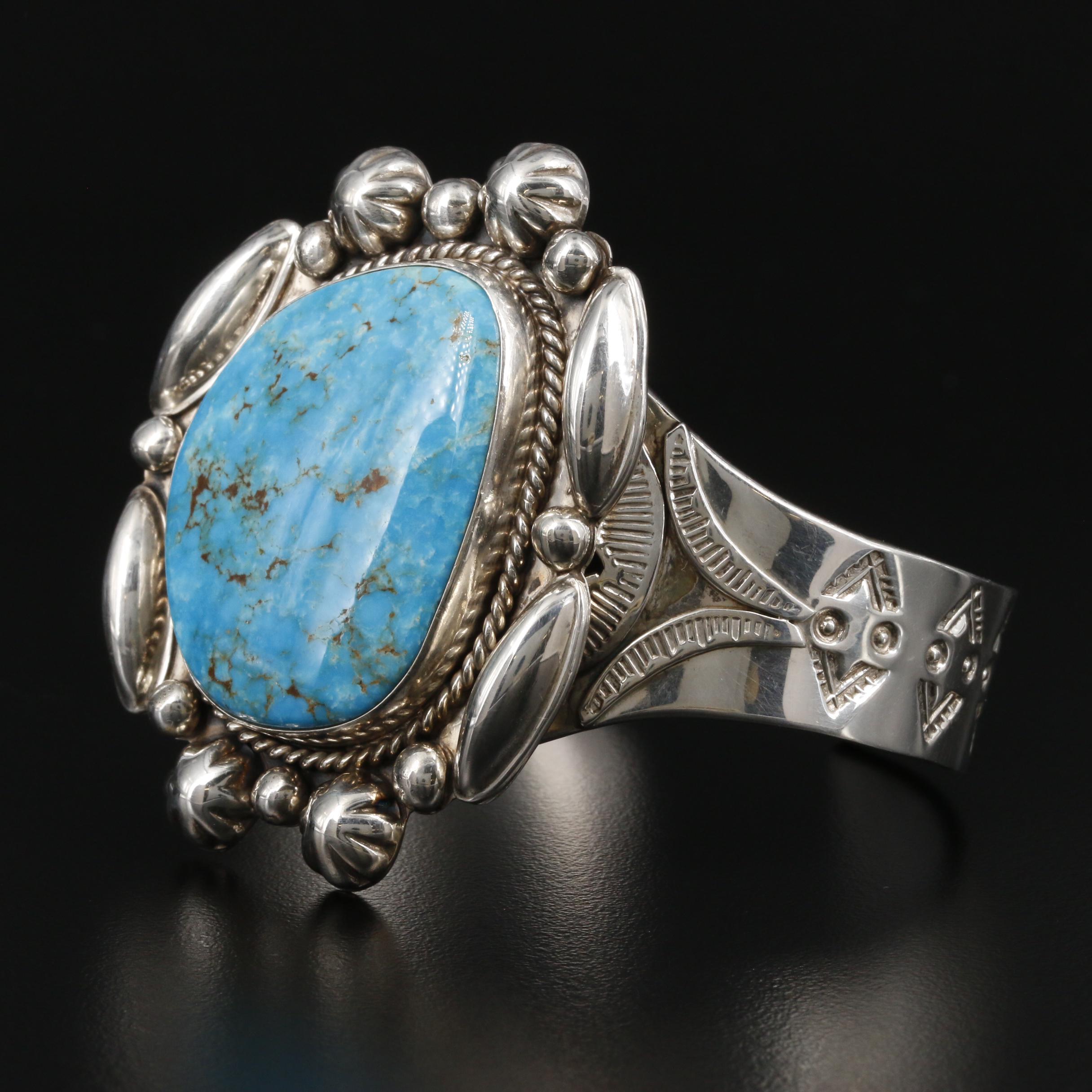 Frank Arviso Navajo Diné Sterling Turquoise Cuff Bracelet