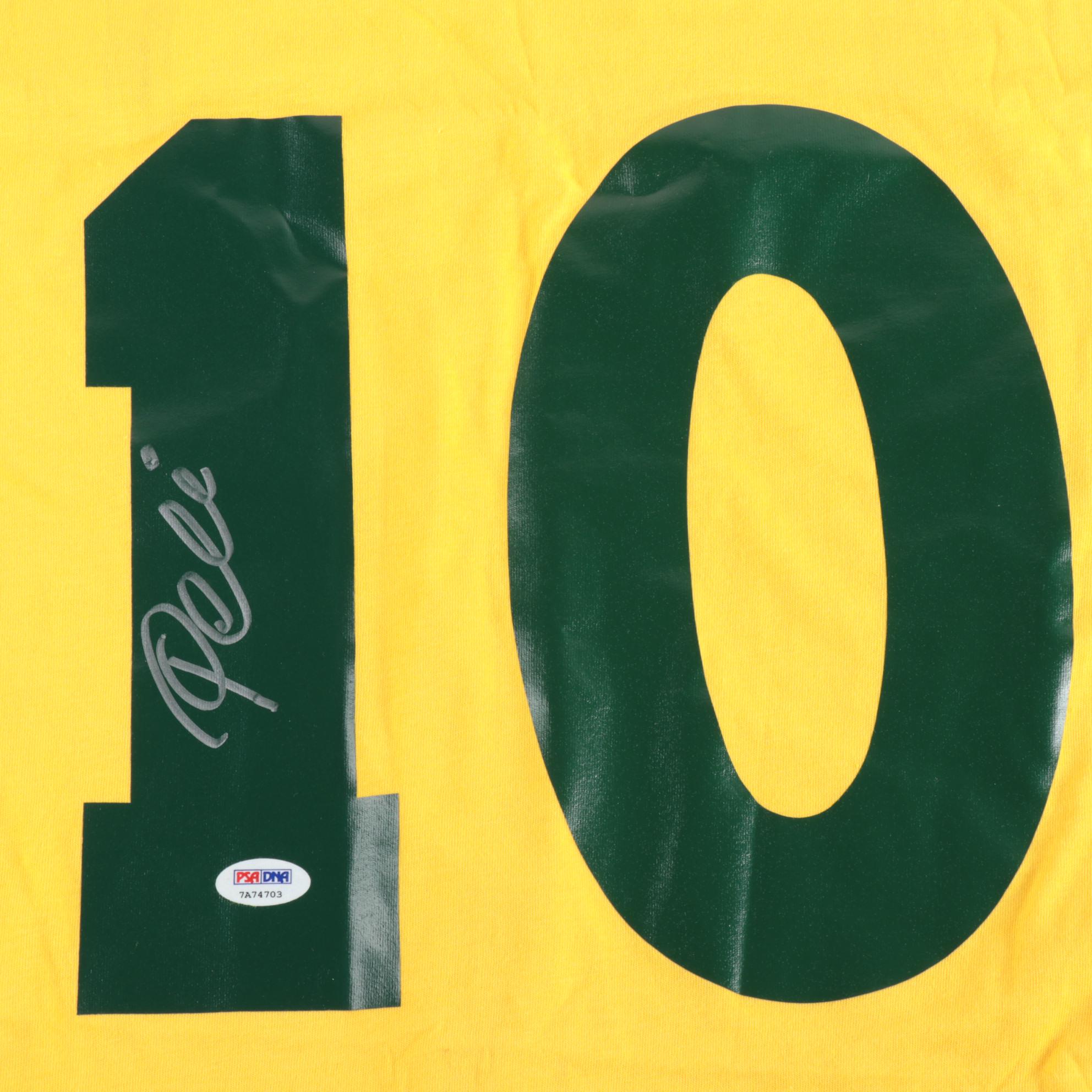 Pelé Signed Brazil National Team Replica Jersey COA