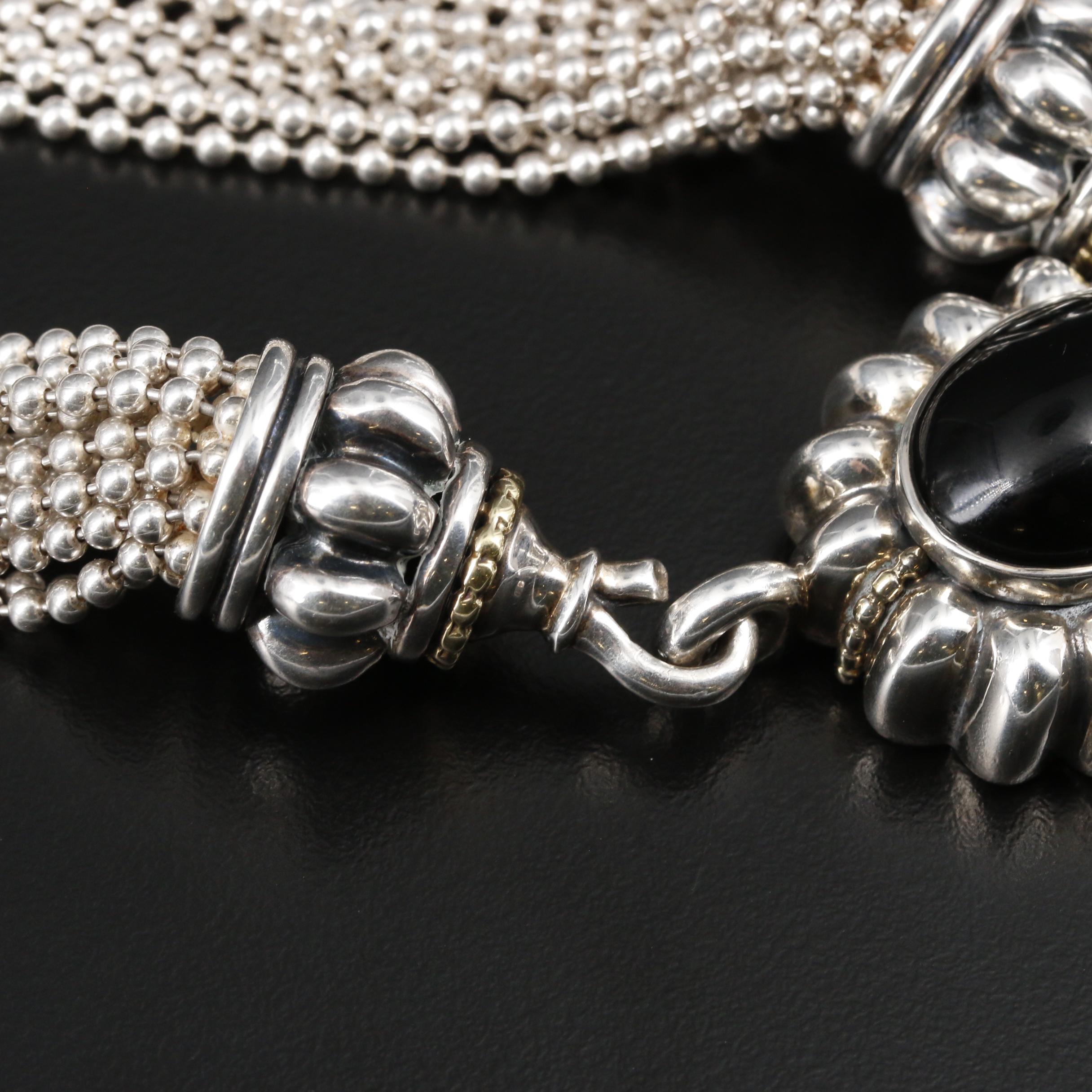 Caviar by Lagos Sterling Citrine and Black Onyx Pendant Necklace with 18K Accent